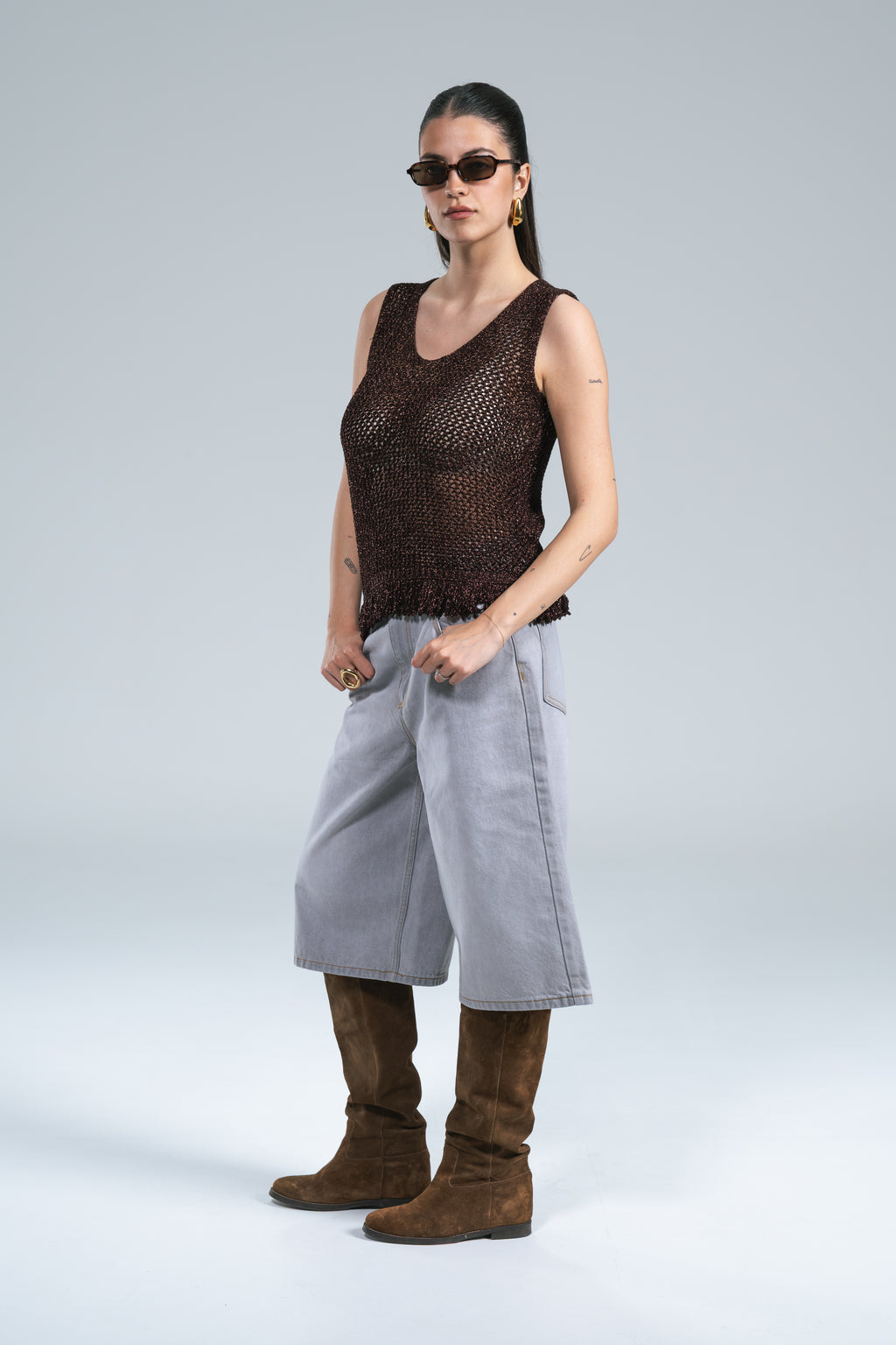 Canotta Crochet Frange Lurex Moro Kontatto