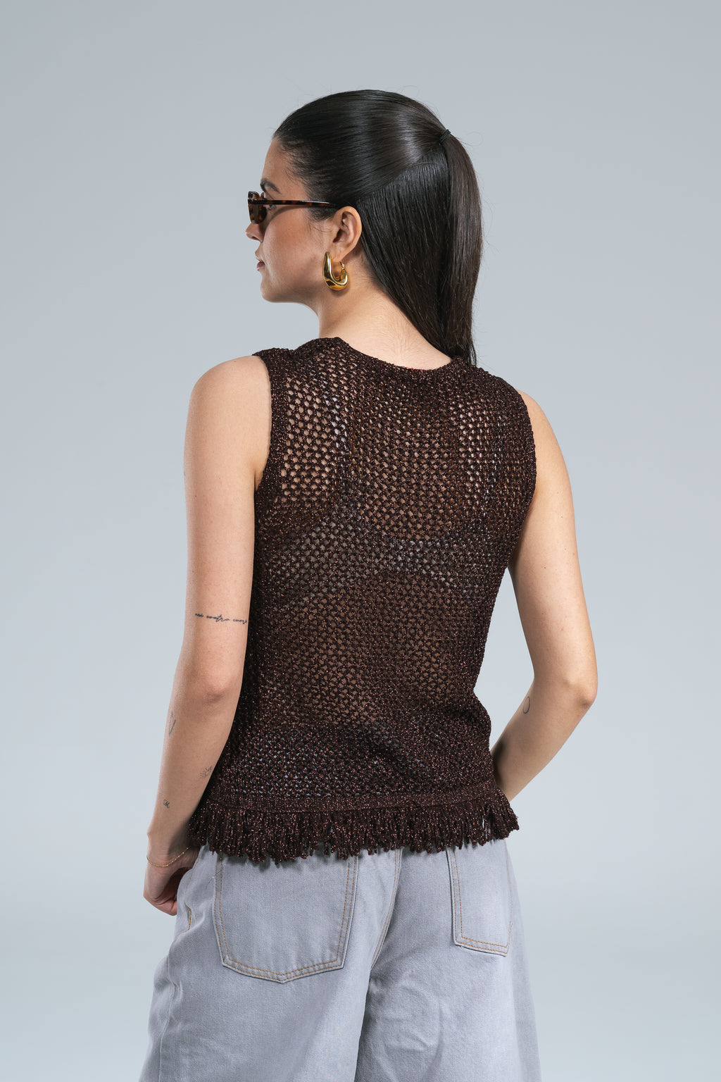 Canotta Crochet Frange Lurex Moro Kontatto