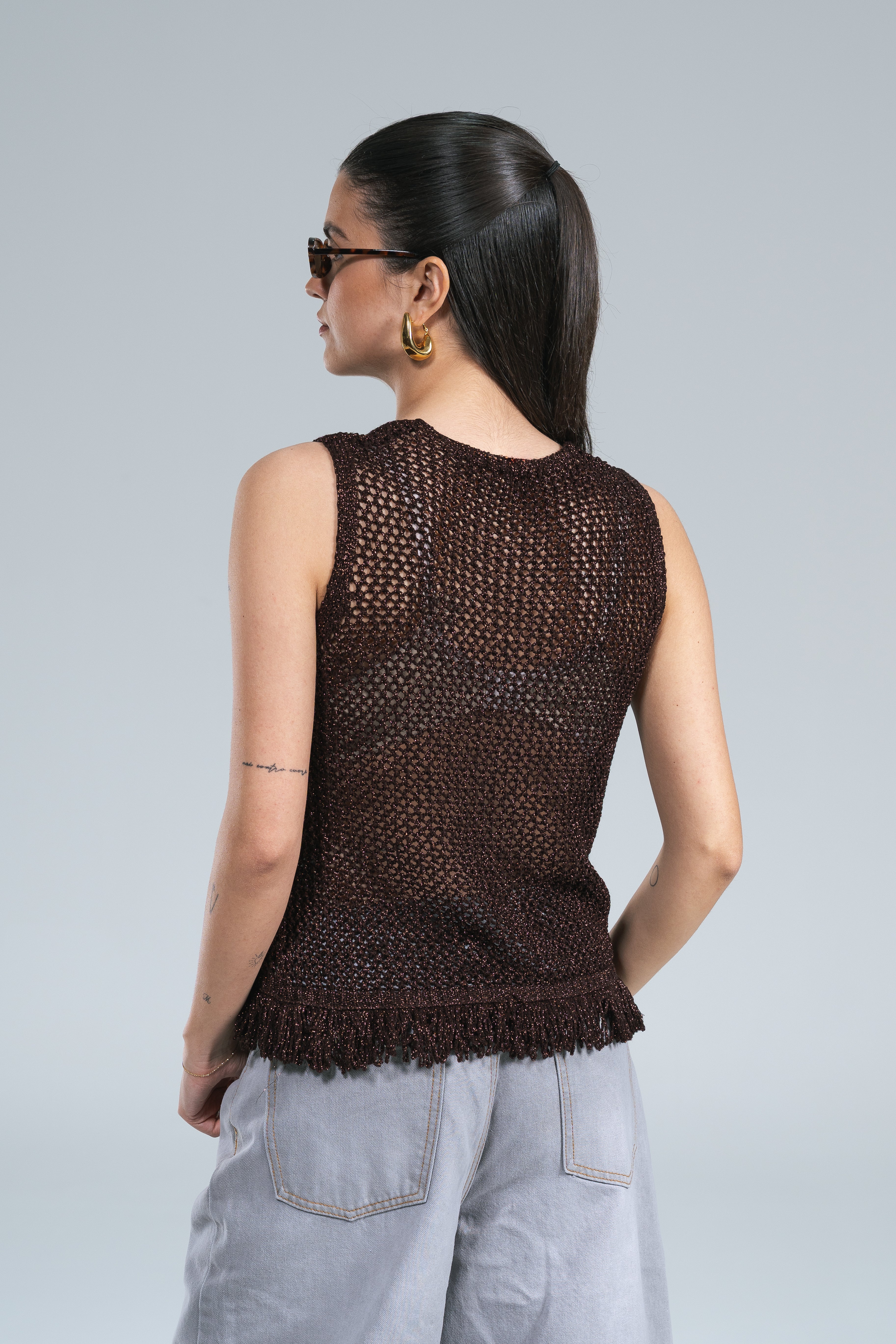Canotta Crochet Frange Lurex Moro Kontatto