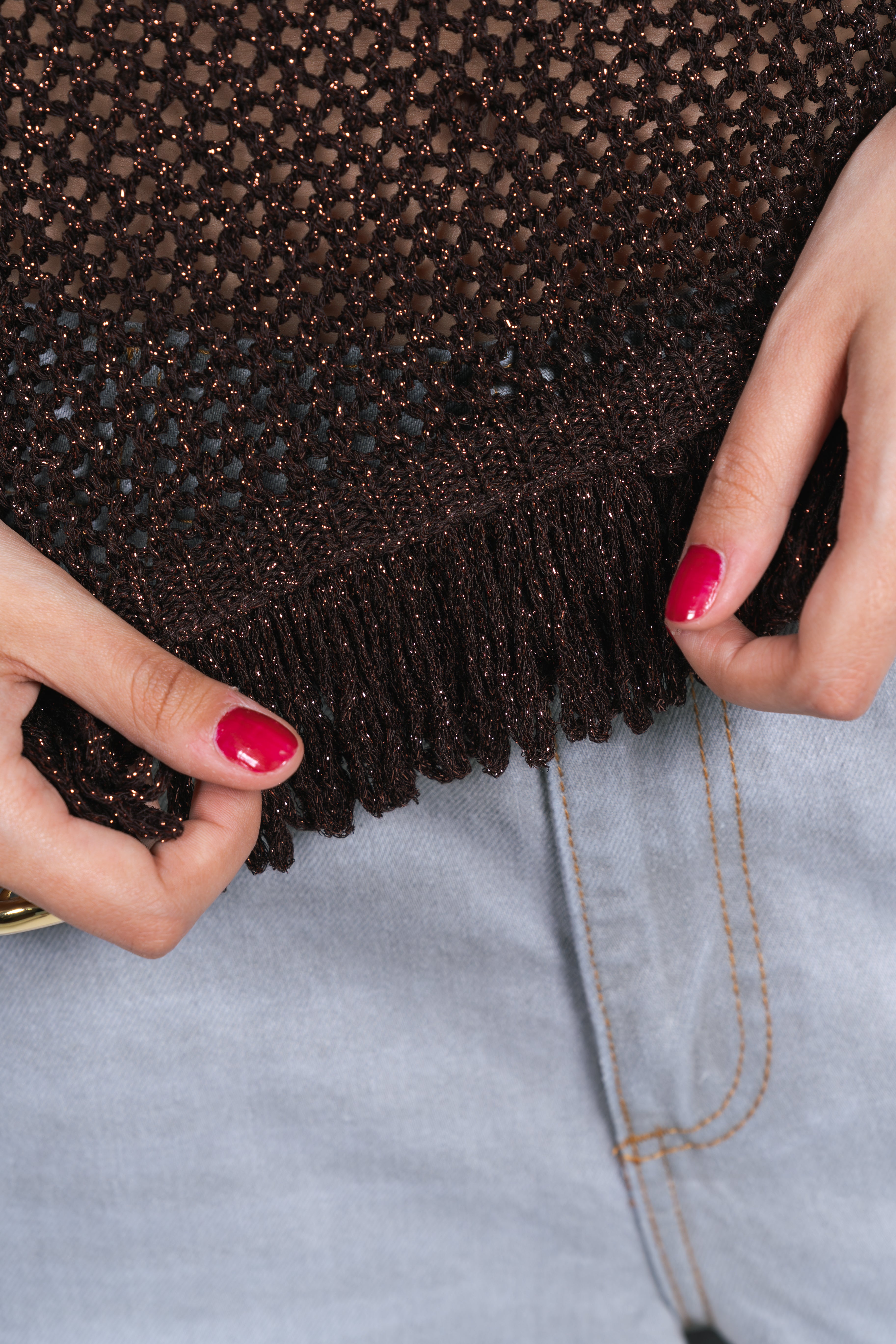 Canotta Crochet Frange Lurex Moro Kontatto