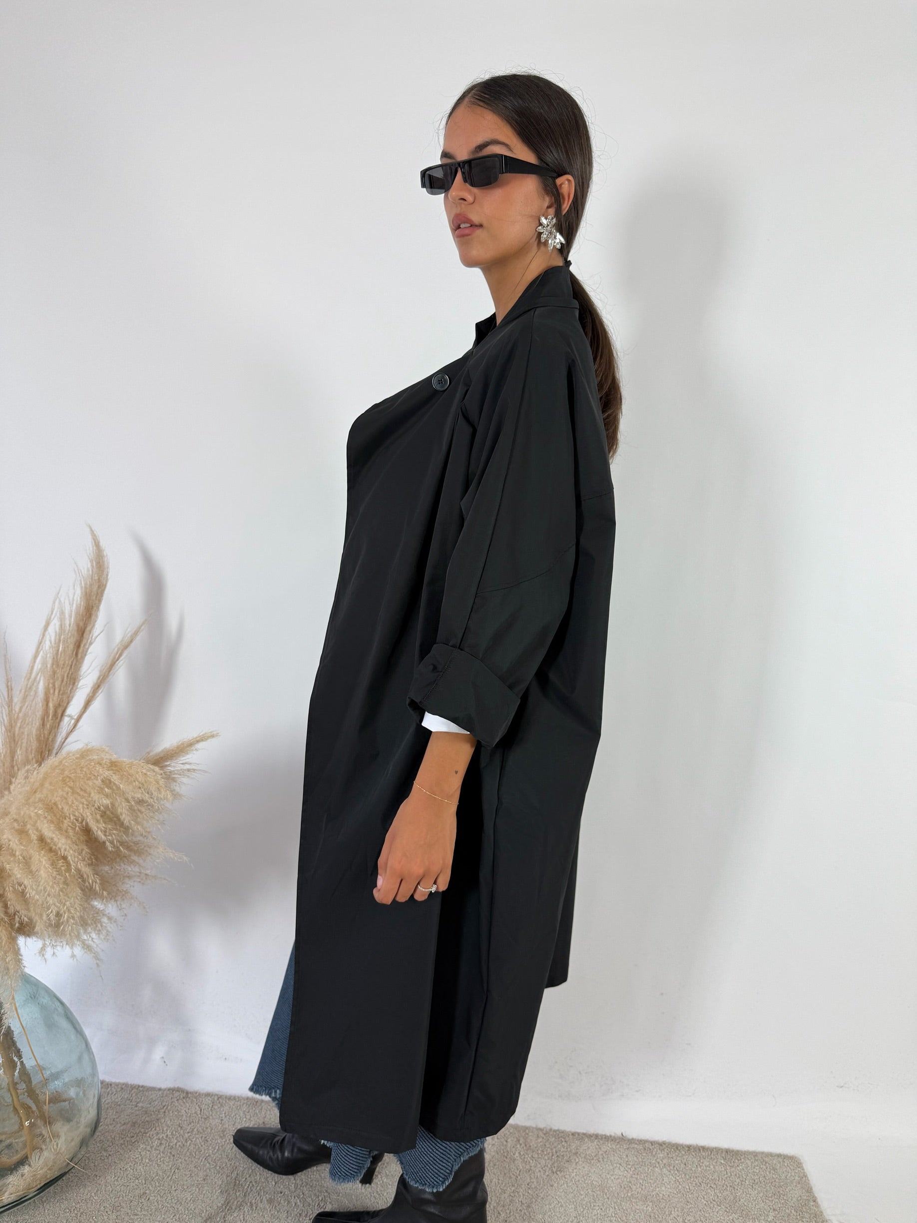 Trench Oversized Impermeabile Nero