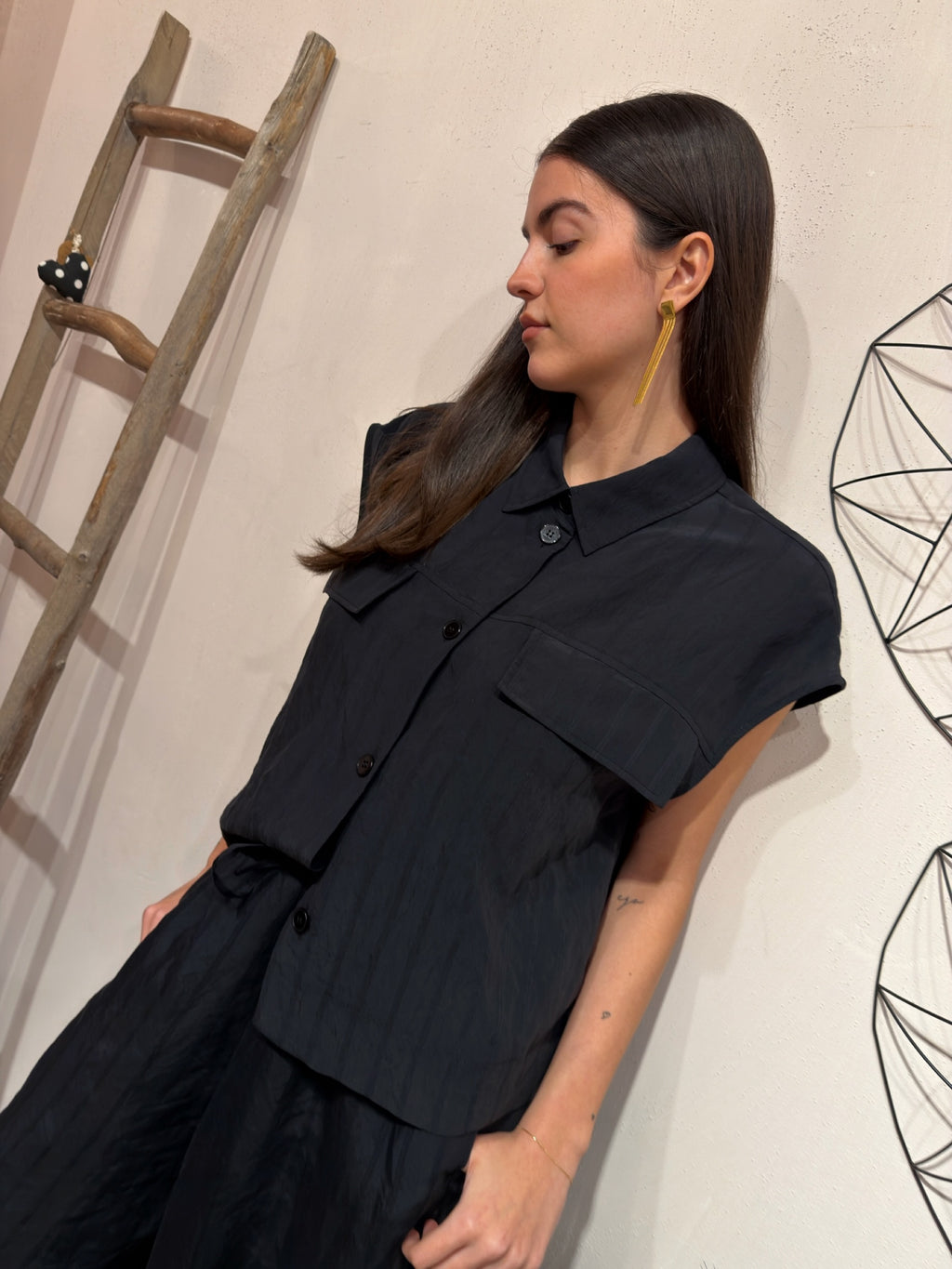 Camicia Tasche Nero Kontatto