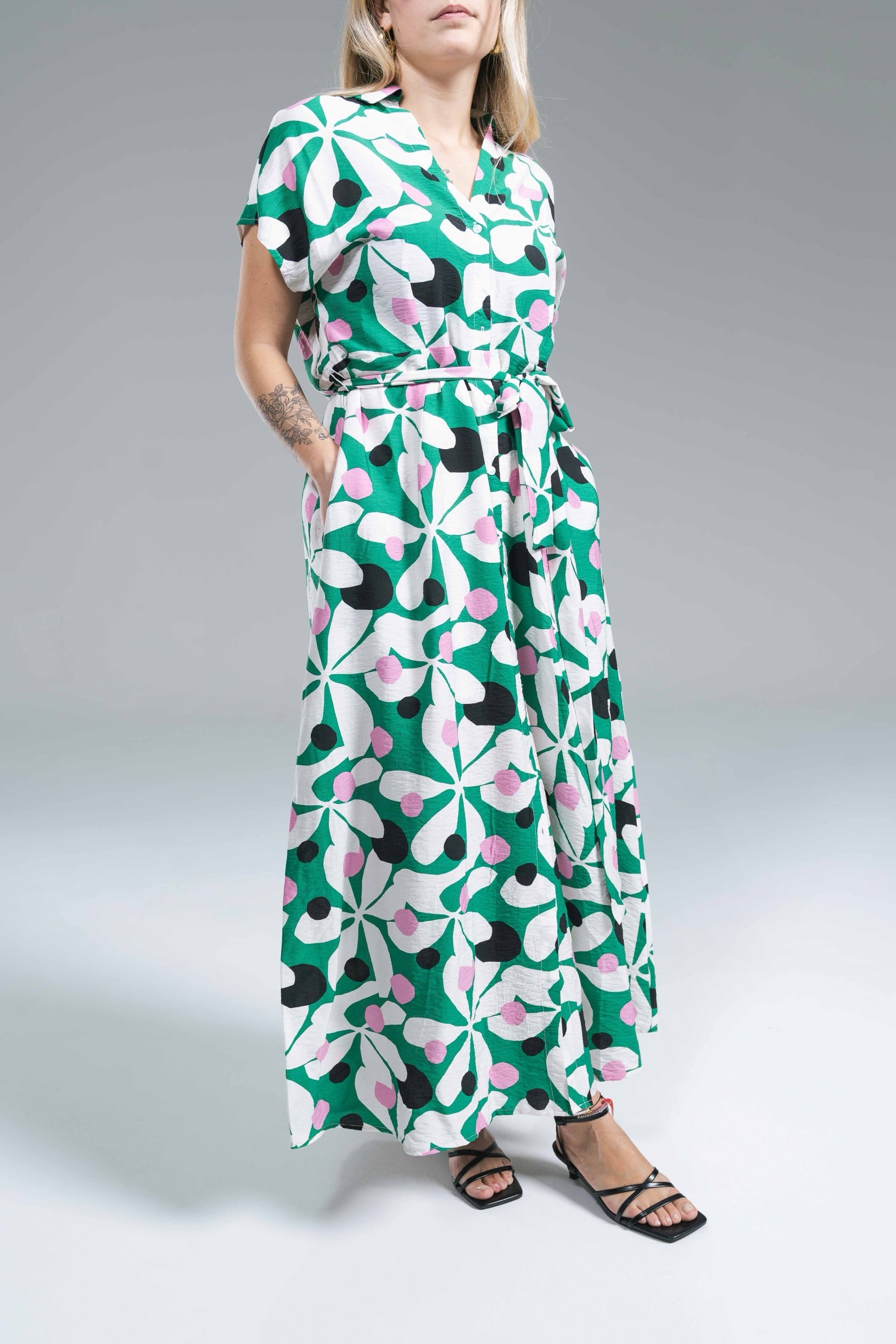 Vestito Chemisier Fantasia Verde Compania Fantastica