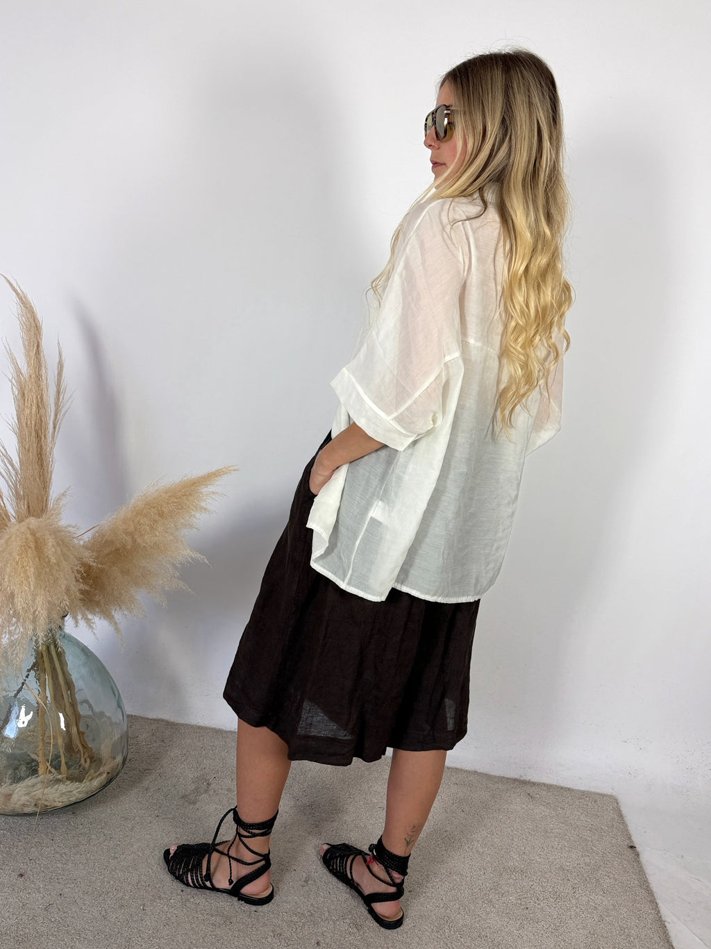 Camicia Scatola Lyocell Garza Burro