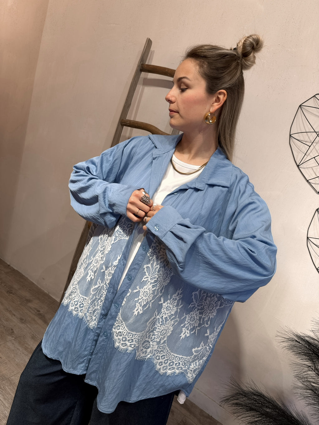 Maxi Camicia Yara Viscosa e Pizzo