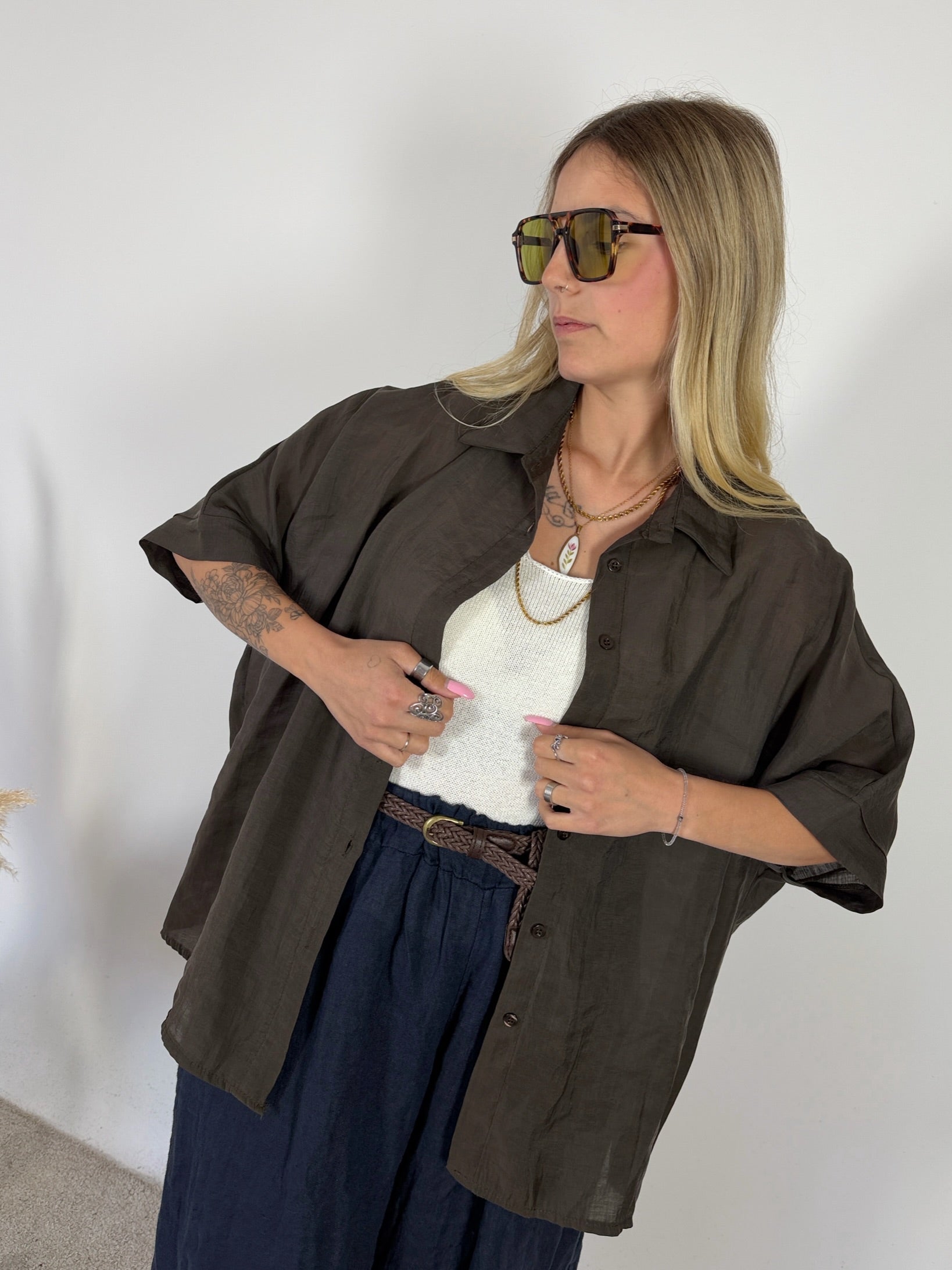 Camicia Scatola Lyocell Garza Moro