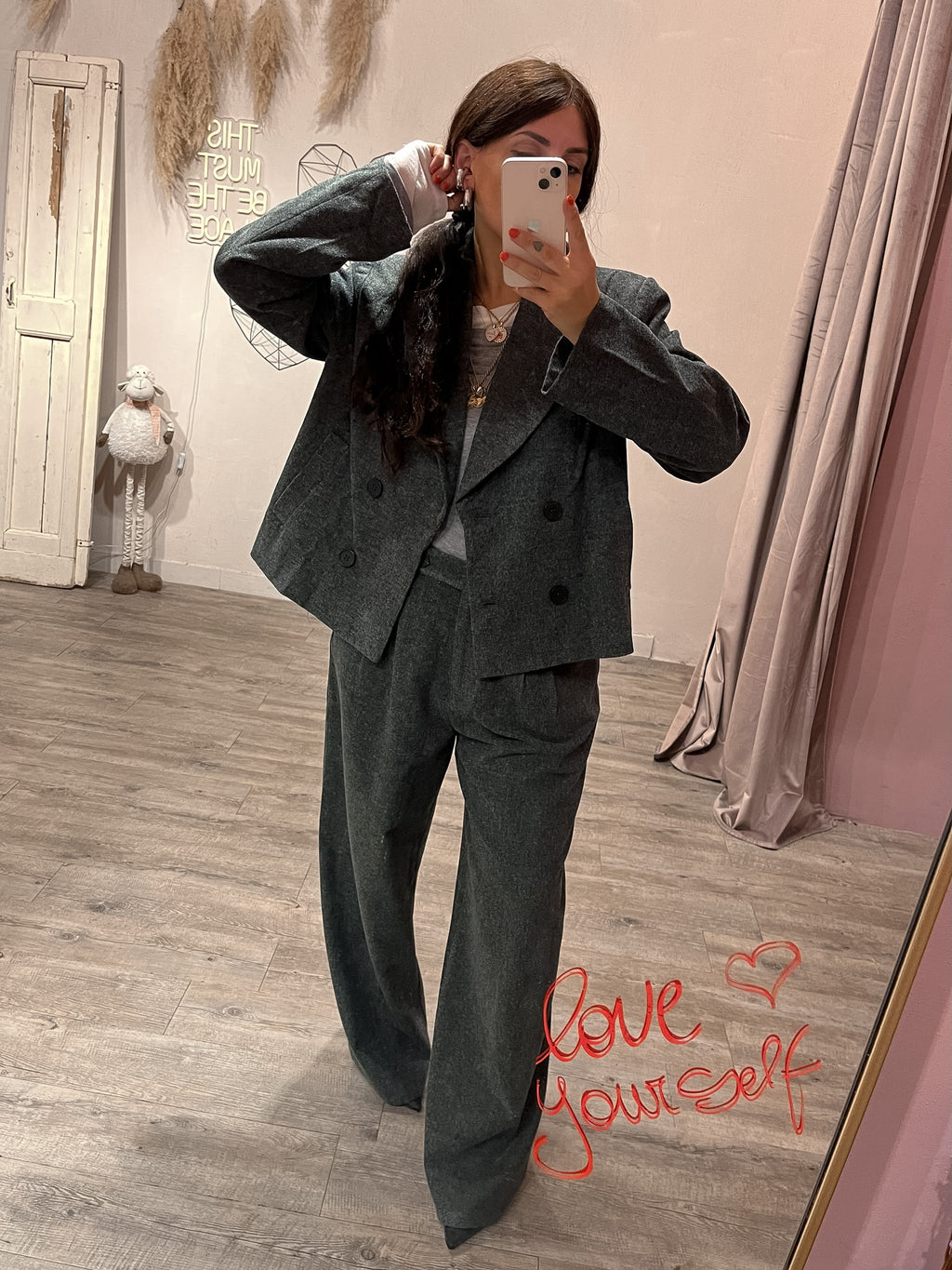 Pantalone Uomo Pinces Wool Antracite