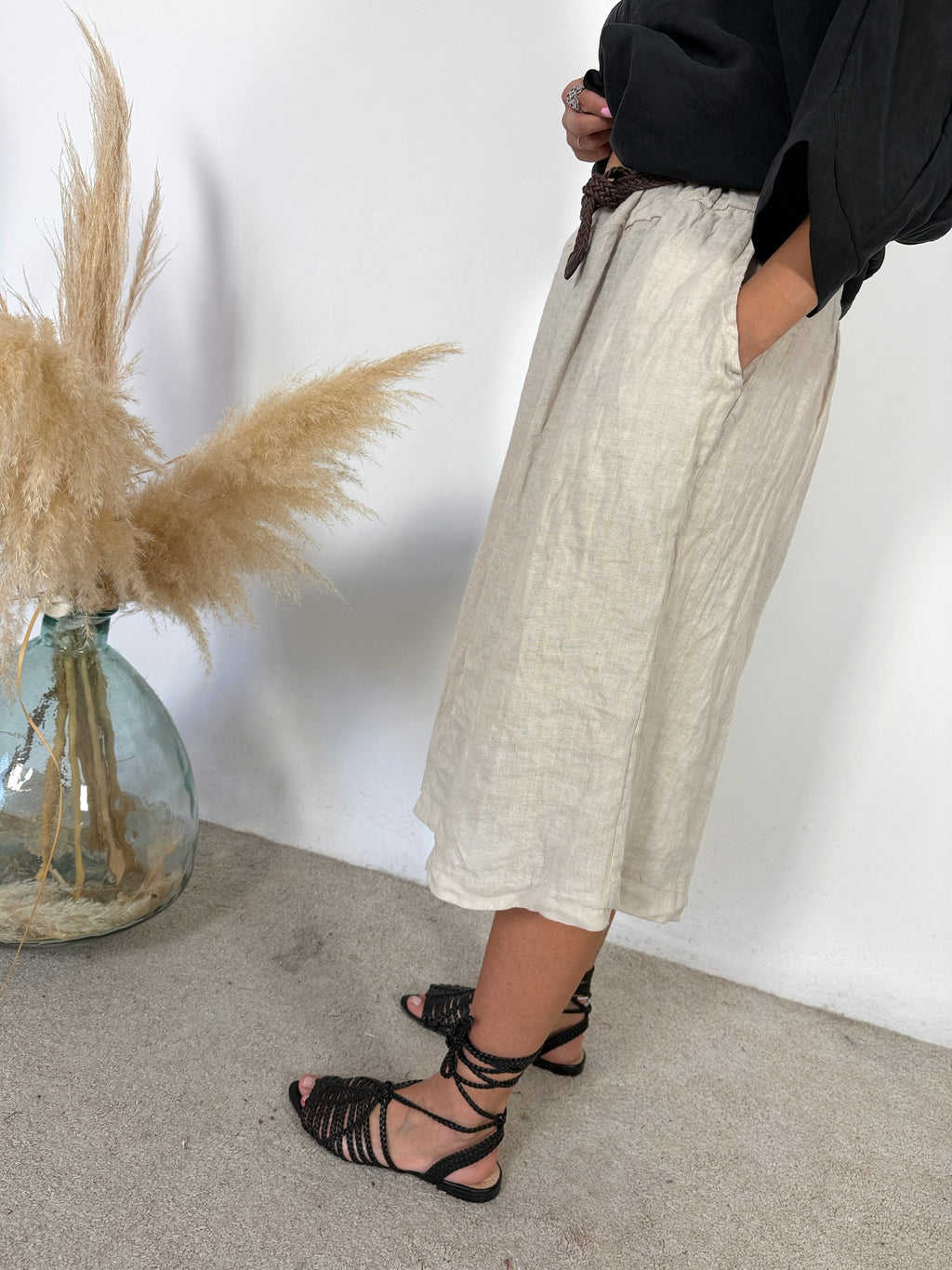Maxi Bermuda Lino Sabbia