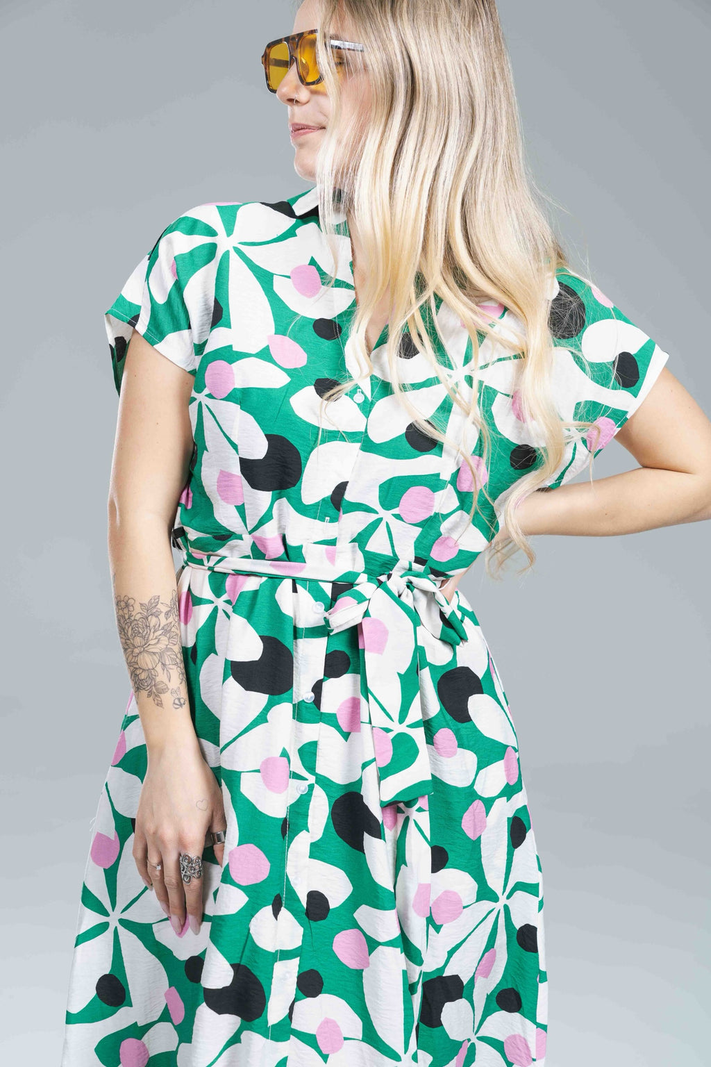 Vestito Chemisier Fantasia Verde Compania Fantastica