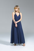 Maxi Abito Trapezio Nodo Blu Navy Wild Pony