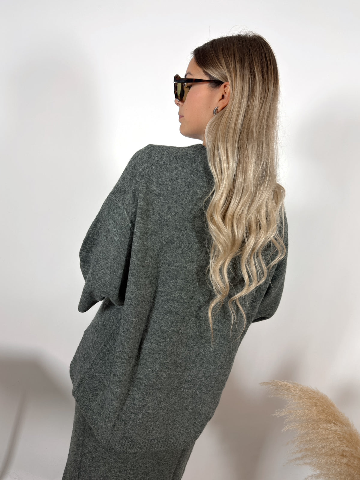 Maxi Maglia Quadra Grigio Glamorous