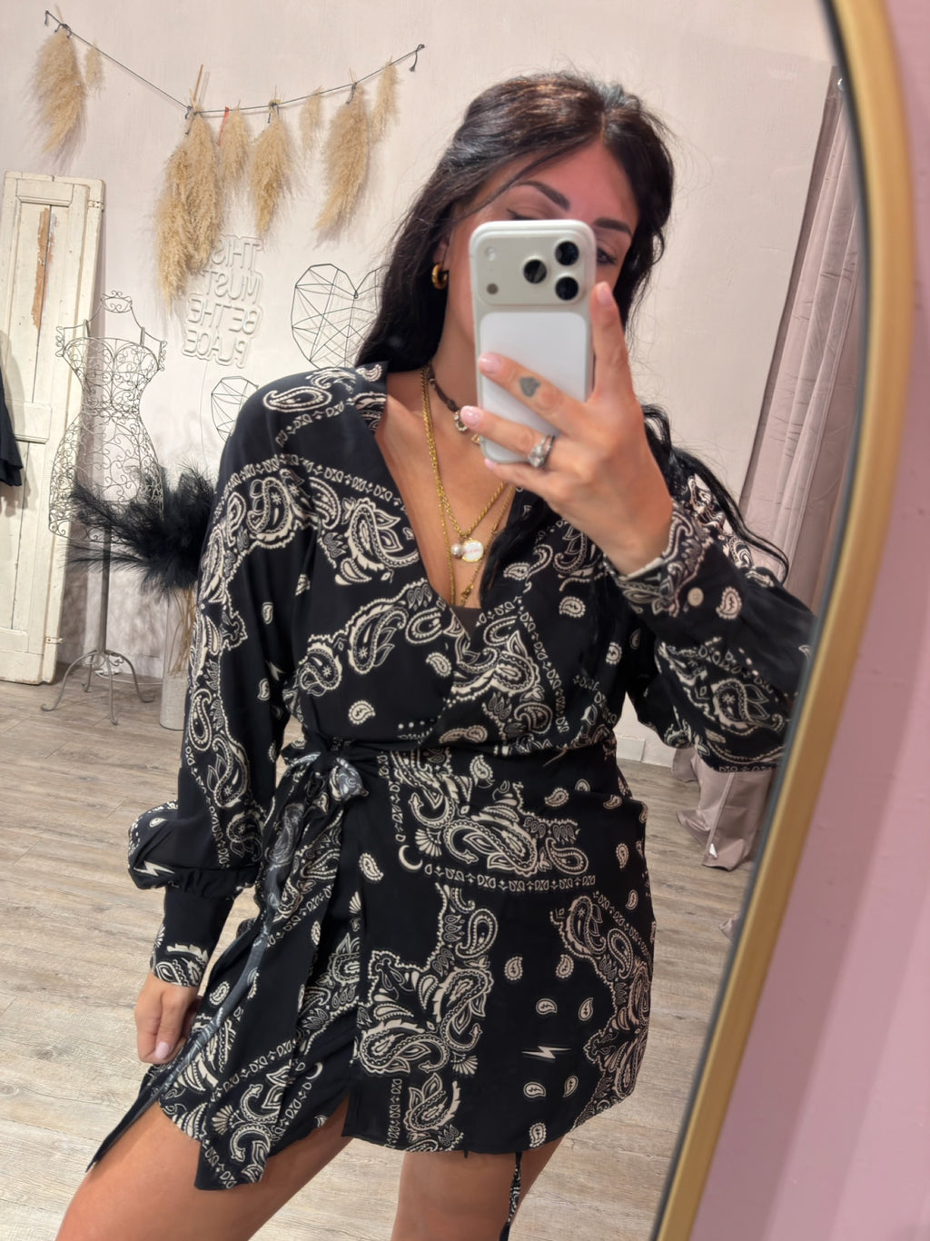 Vestito Portafoglio Bandana Nero