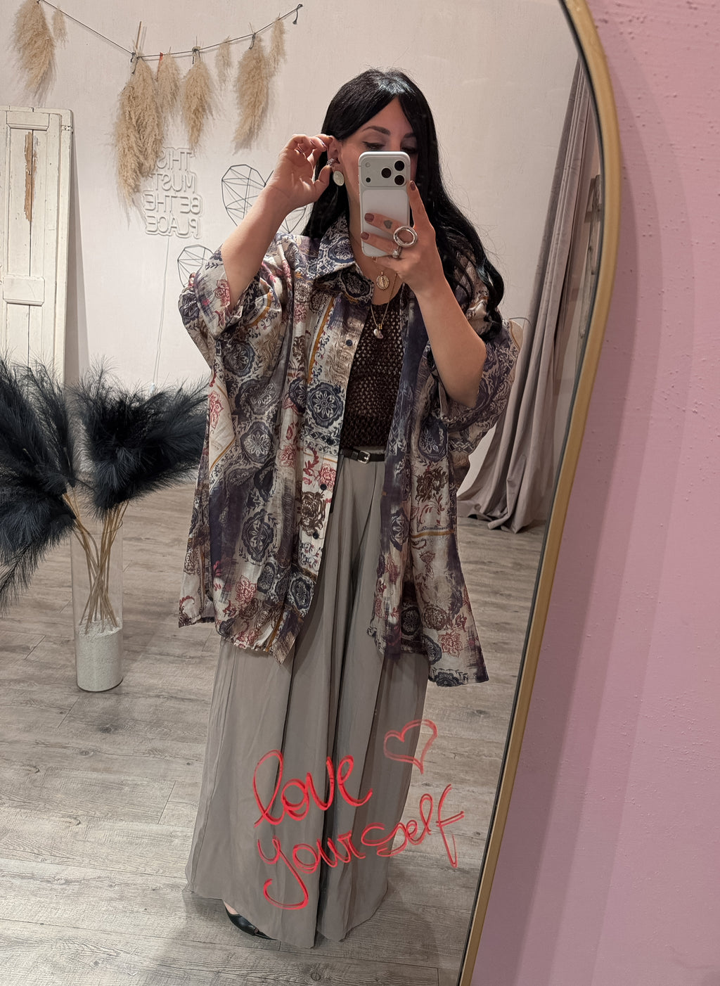 Maxi Camicia Fantasia Cashmere Blu/Moro/Ribes