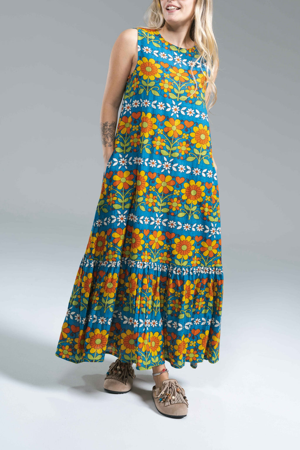 Maxi Abito Fantasia Girasoli Compania Fantastica