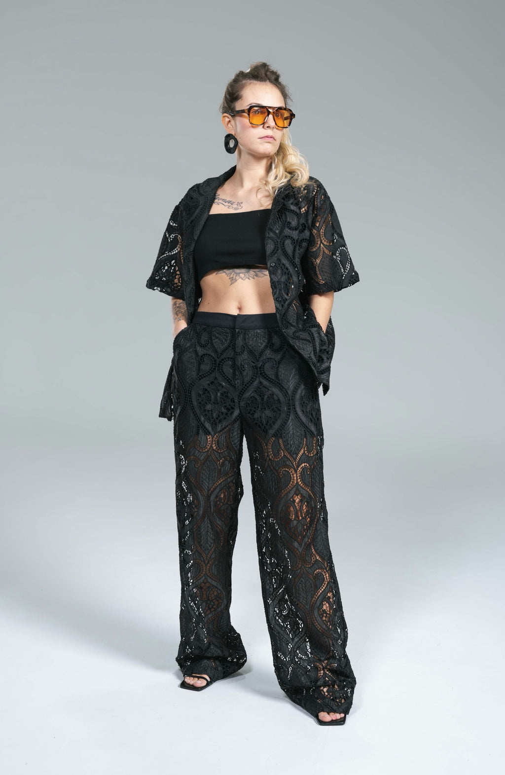 Pantalone Pizzo Nero Glamorous