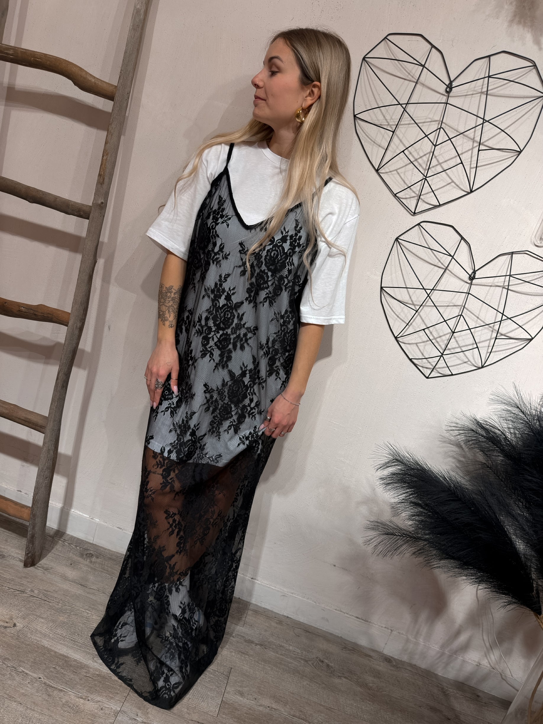 Abito Lungo Pizzo + Maxi T-Shirt Kostumn1 +Colori