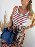 Canotta Vogatore Righe Rosso/Blu