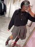 Gonna Nodo Camicia Check Moro/Bordeaux/Azzurro