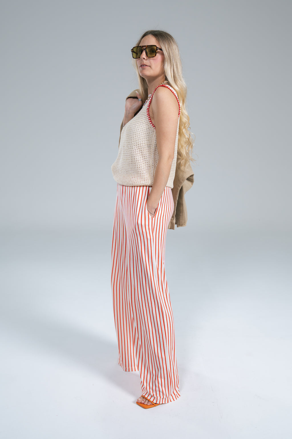 Pantalone Jersey Elastico Righe Rosse Compania Fantastica