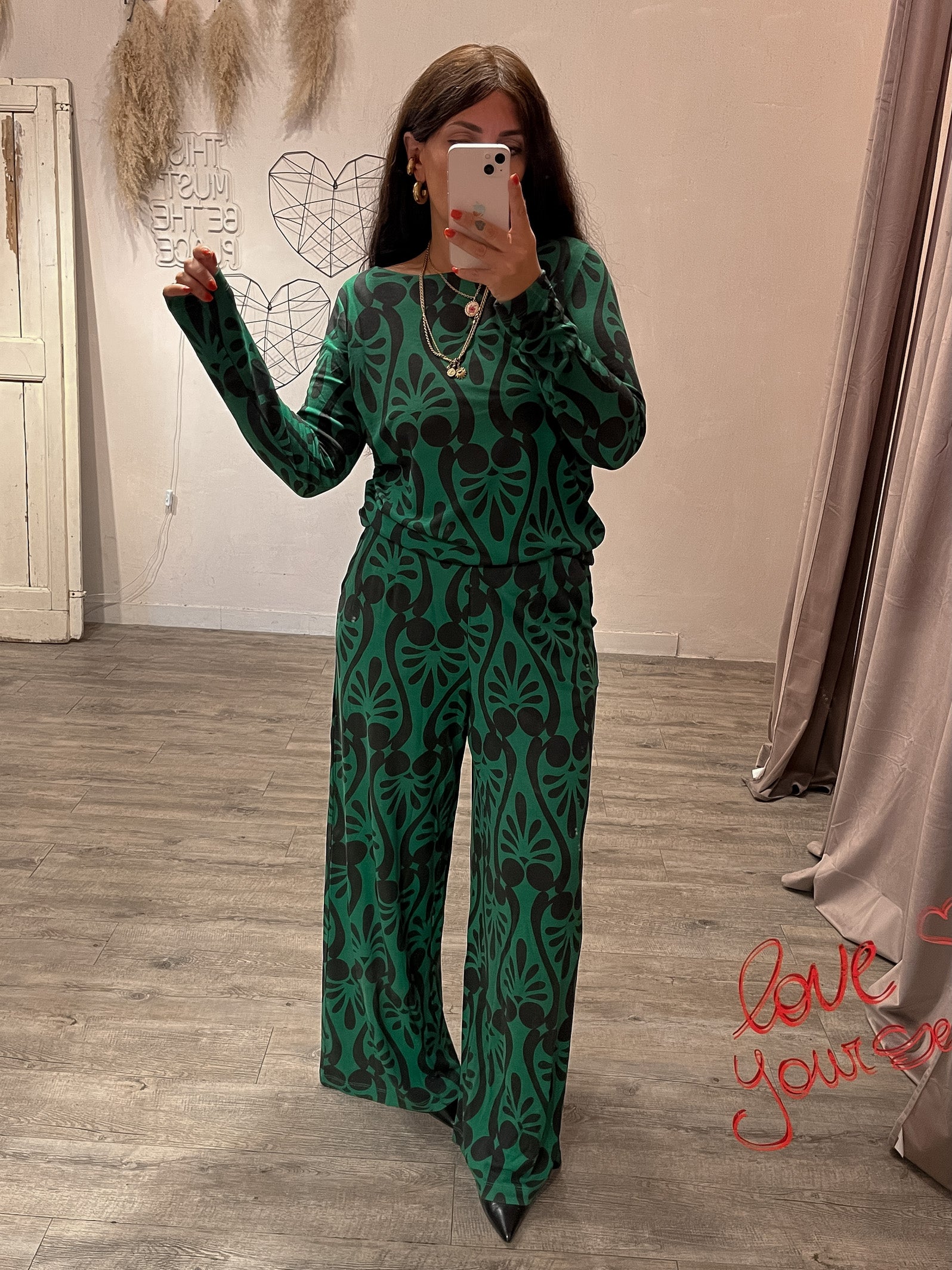 Pantalone Dora Jersey Verde/Nero