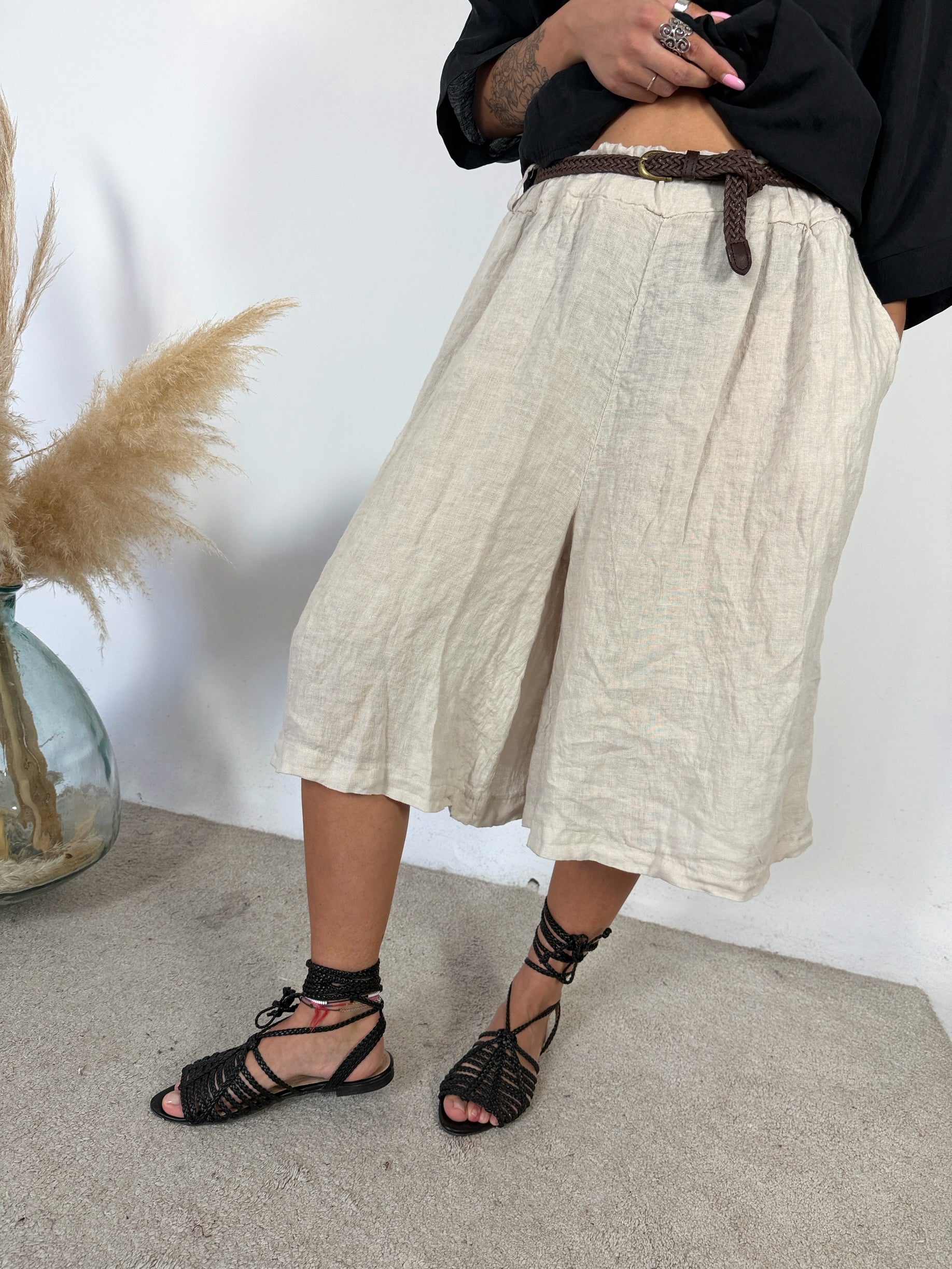Maxi Bermuda Lino Sabbia