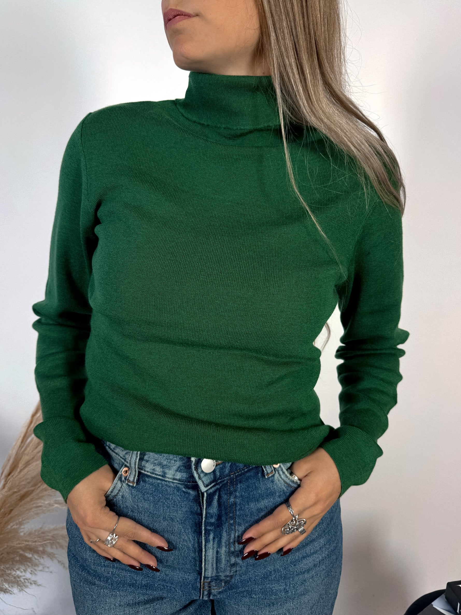 Maglioncino Dolcevita Costine Viscosa Calda +colori