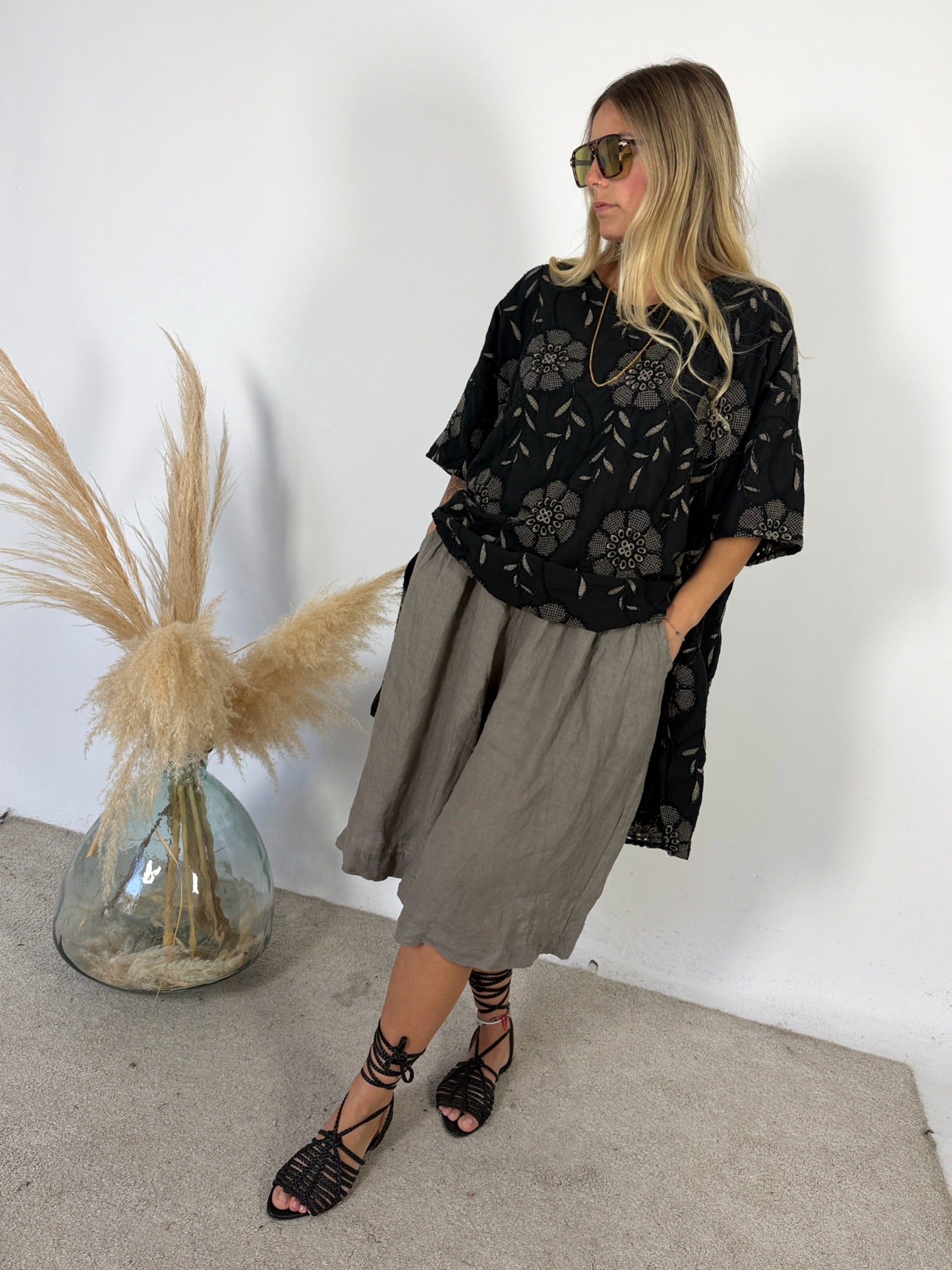Maxi Bermuda Lino Taupe