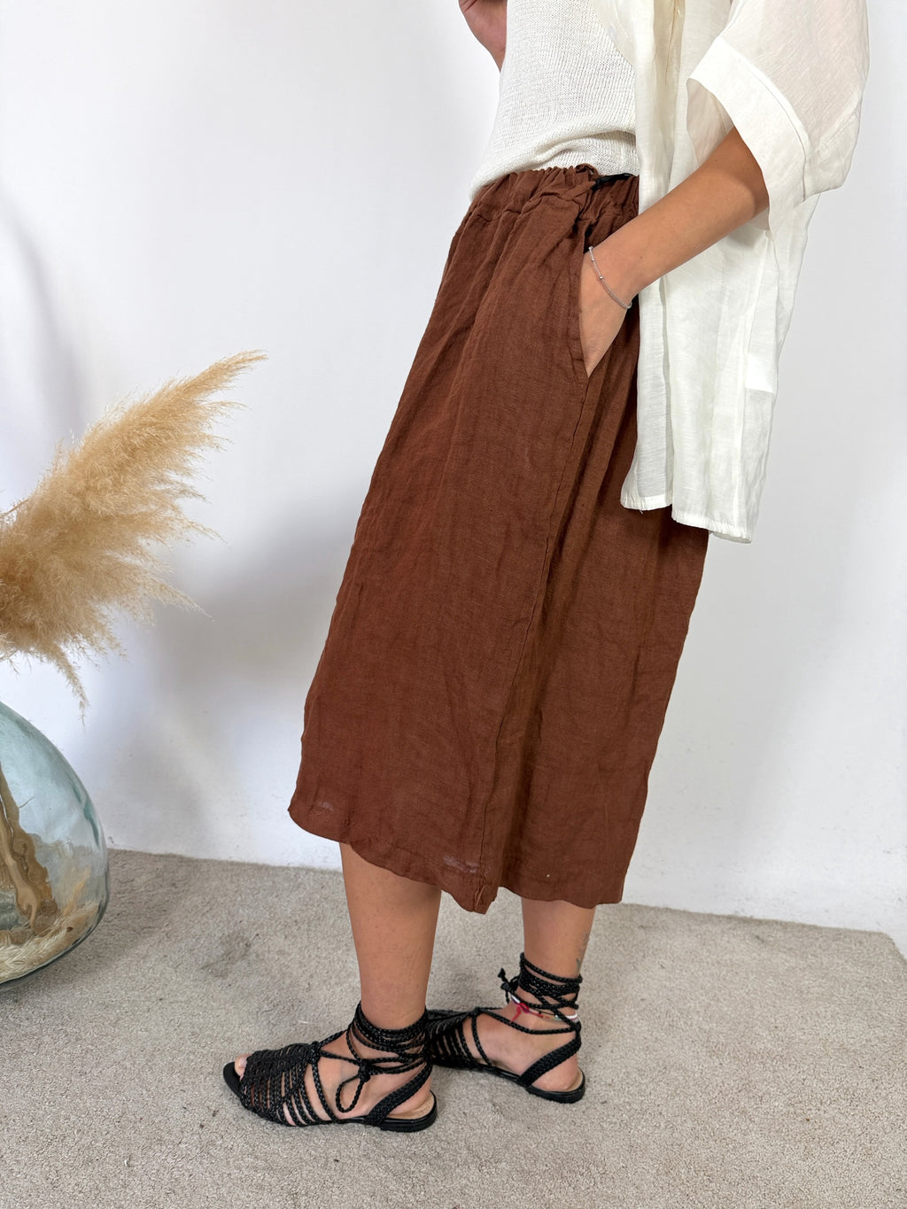 Maxi Bermuda Lino Bruciato