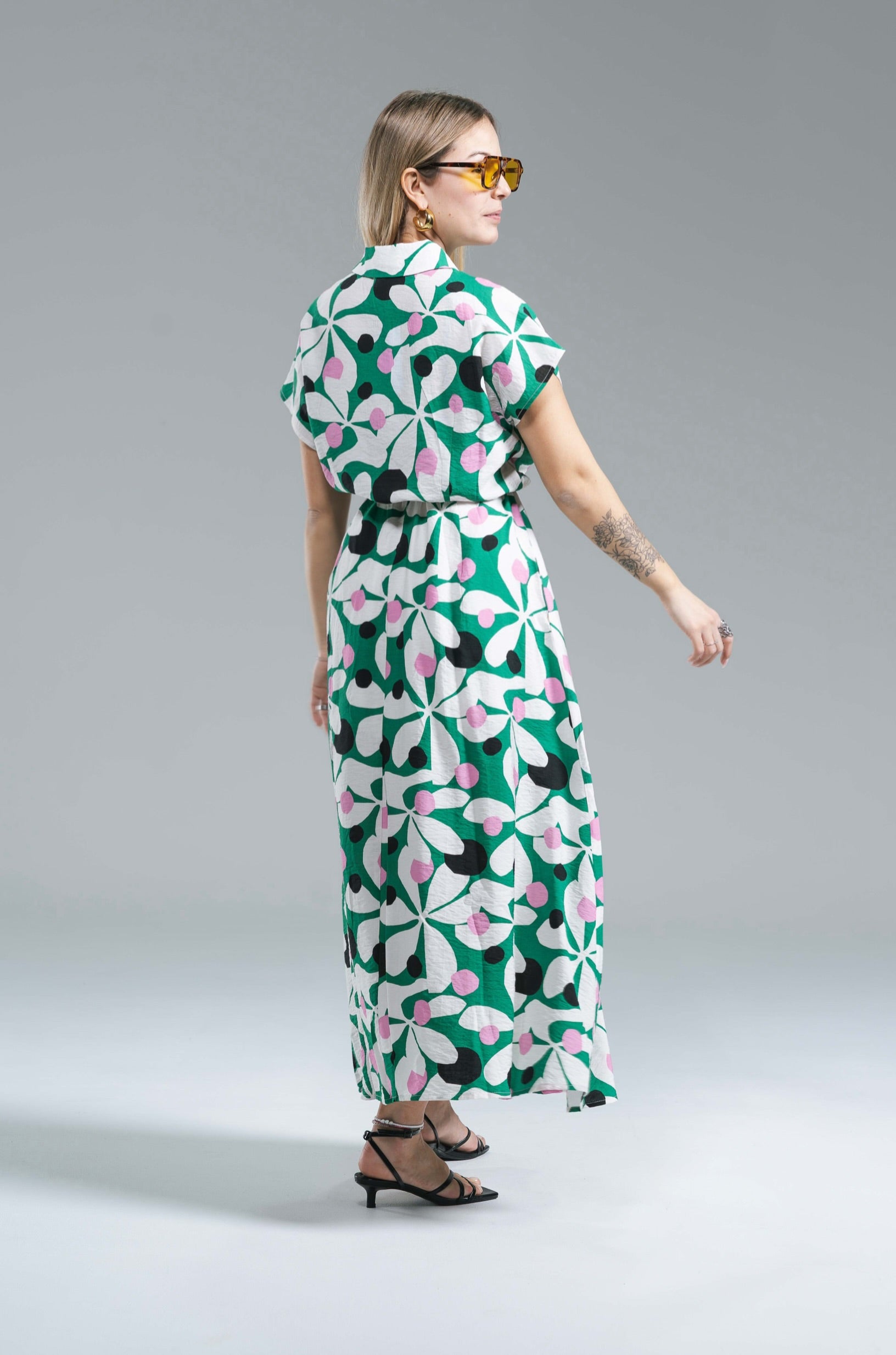 Vestito Chemisier Fantasia Verde Compania Fantastica
