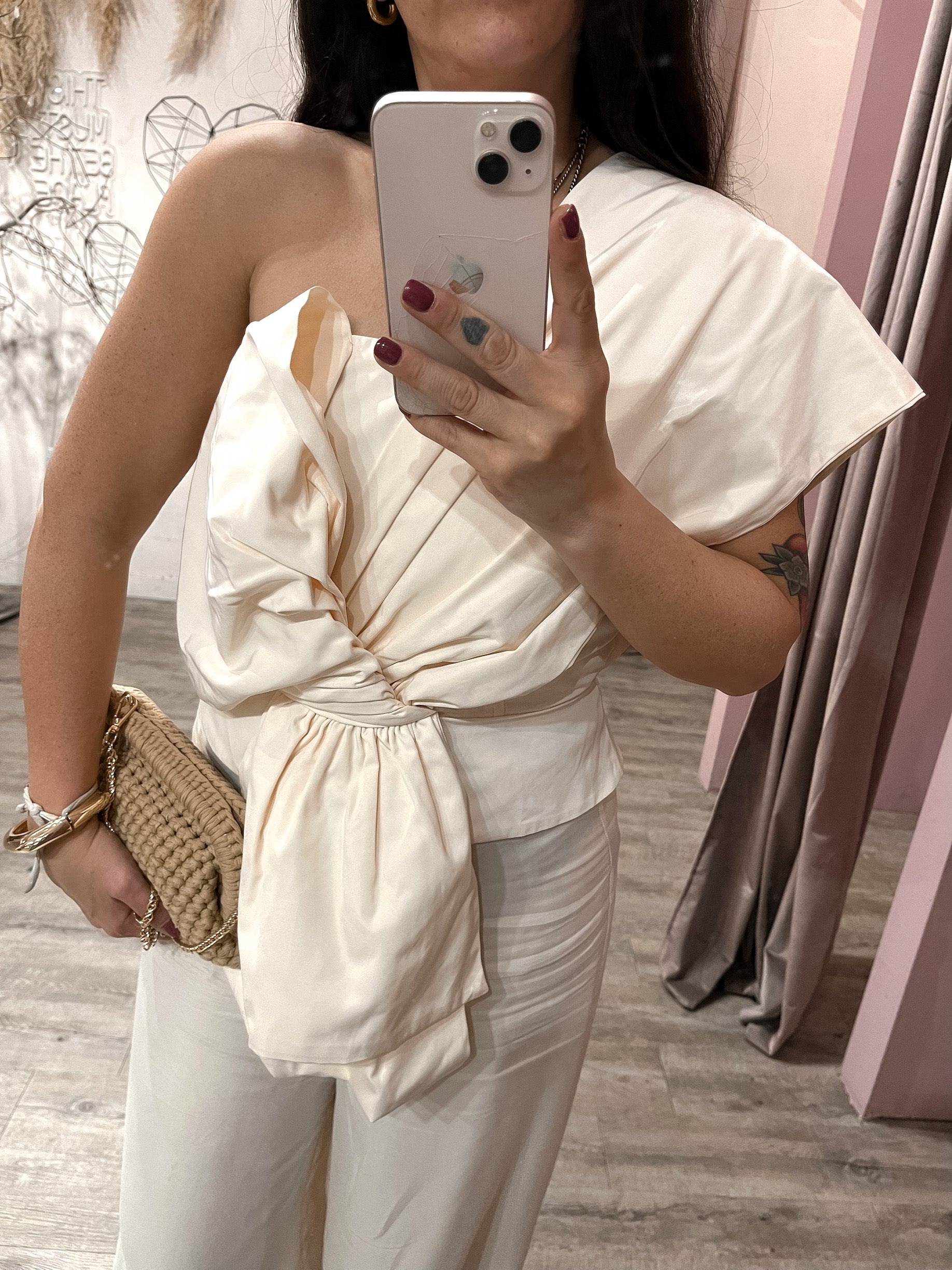 Top Maxi Fiocco Taffeta’ Burro
