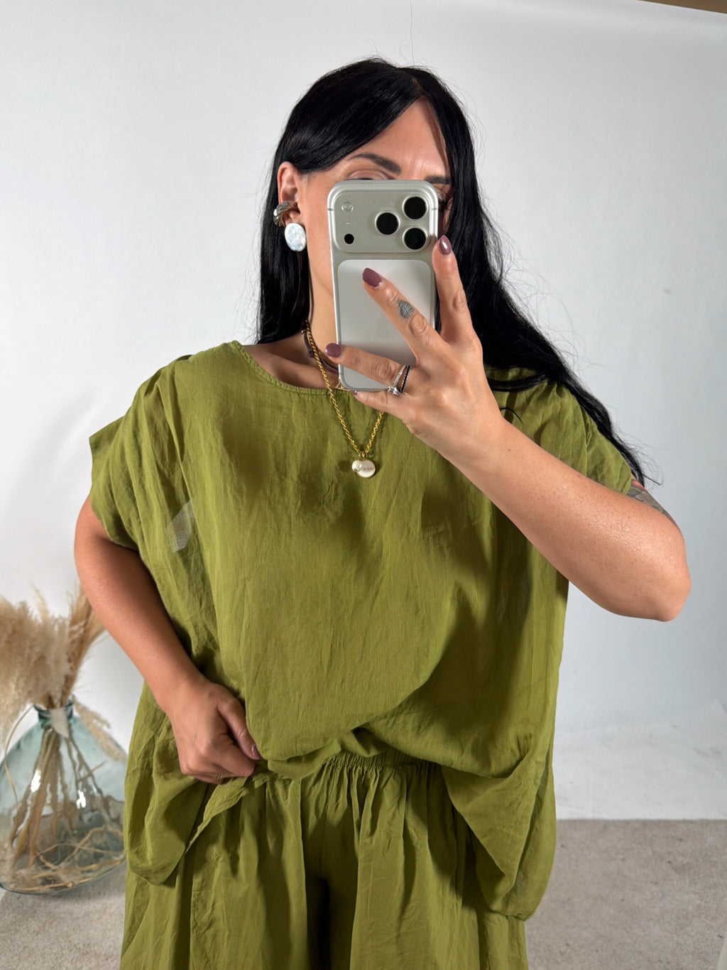 Blusa Barbara Mussola Olio