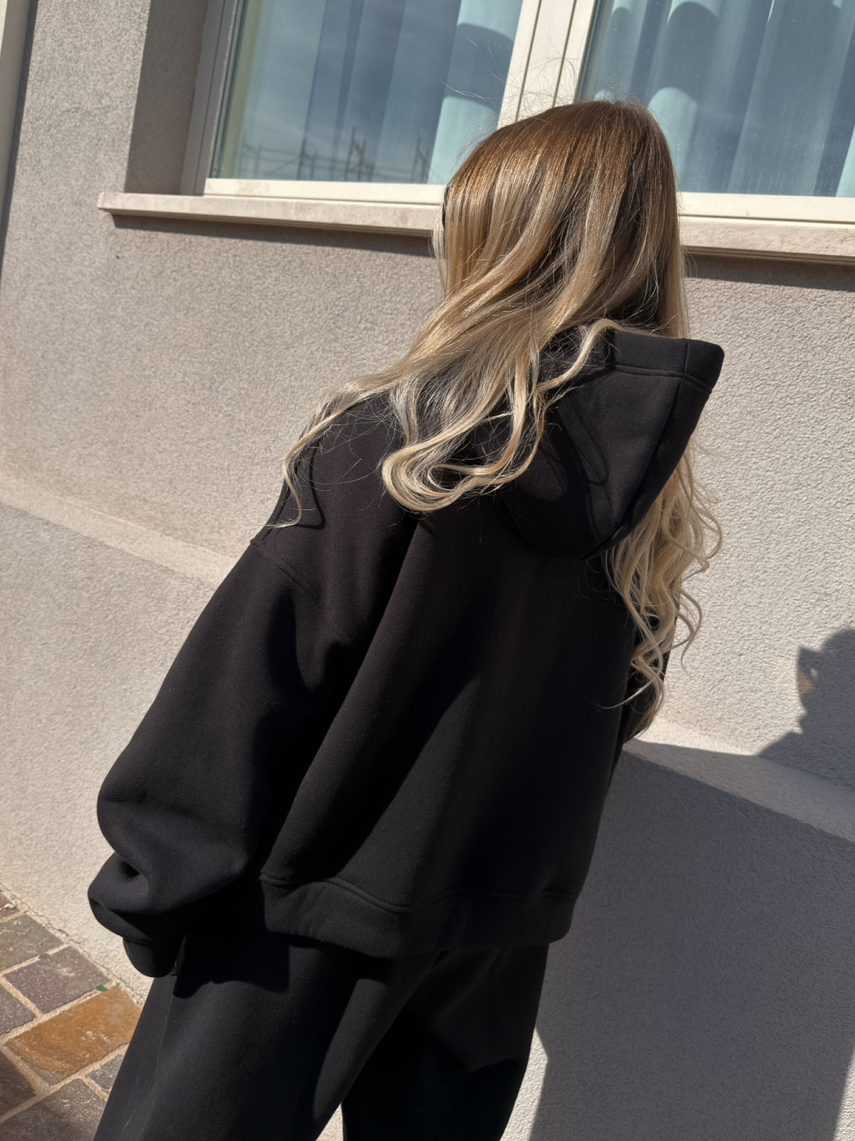 Felpa Zip Sporty Nero Kostumn1