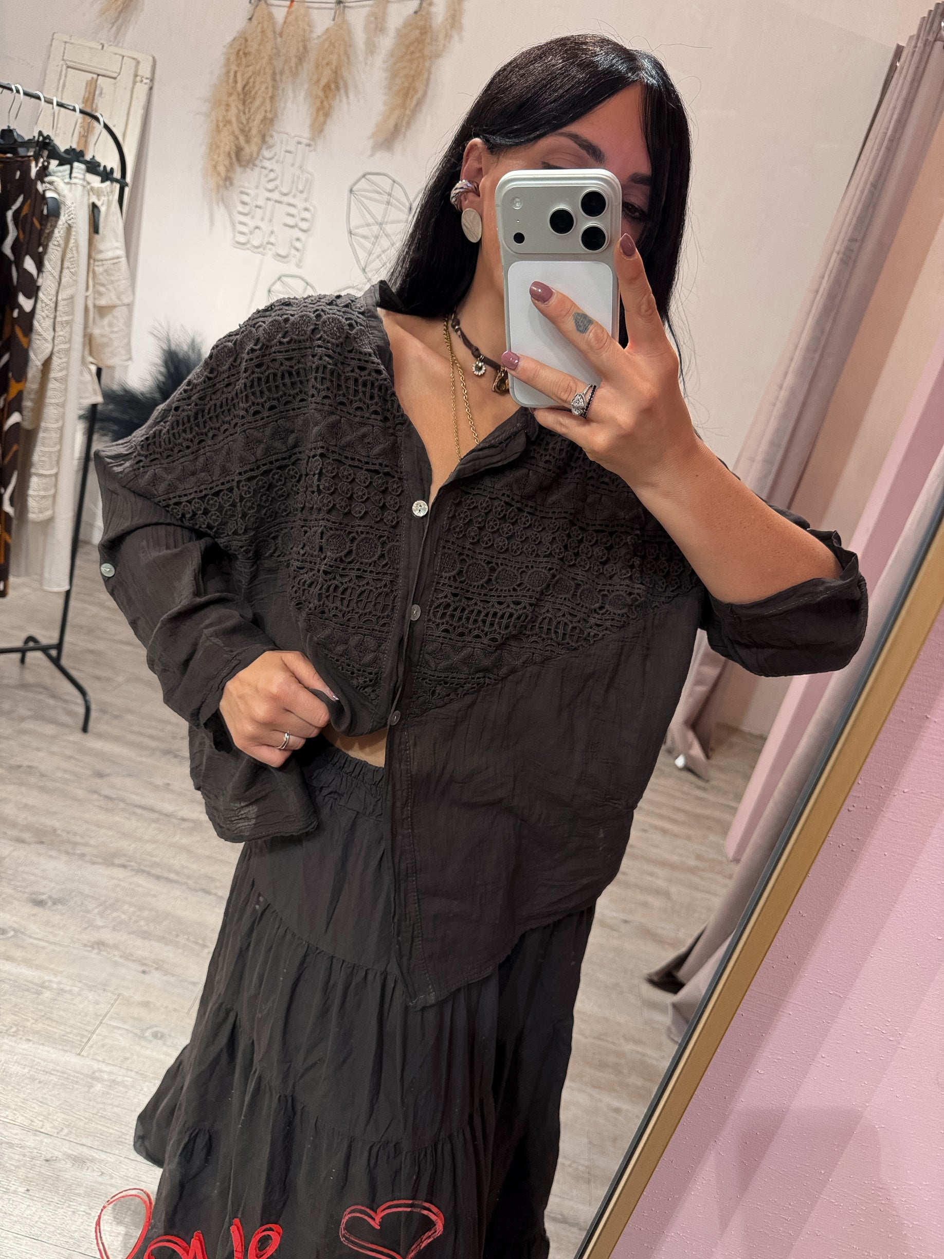 Camicia Mussola Inserto Crochet +colori