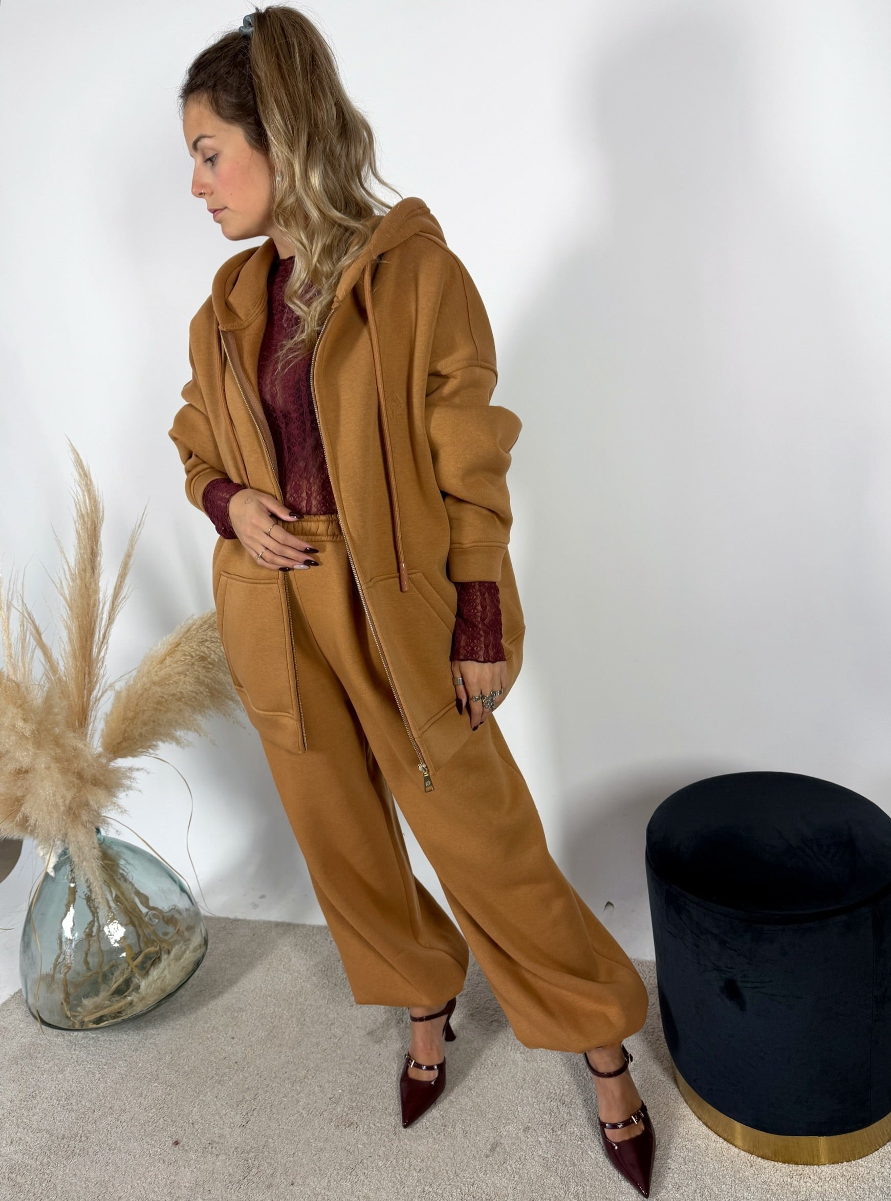 Maxi Felpa Cappuccio Camel Kostumn1