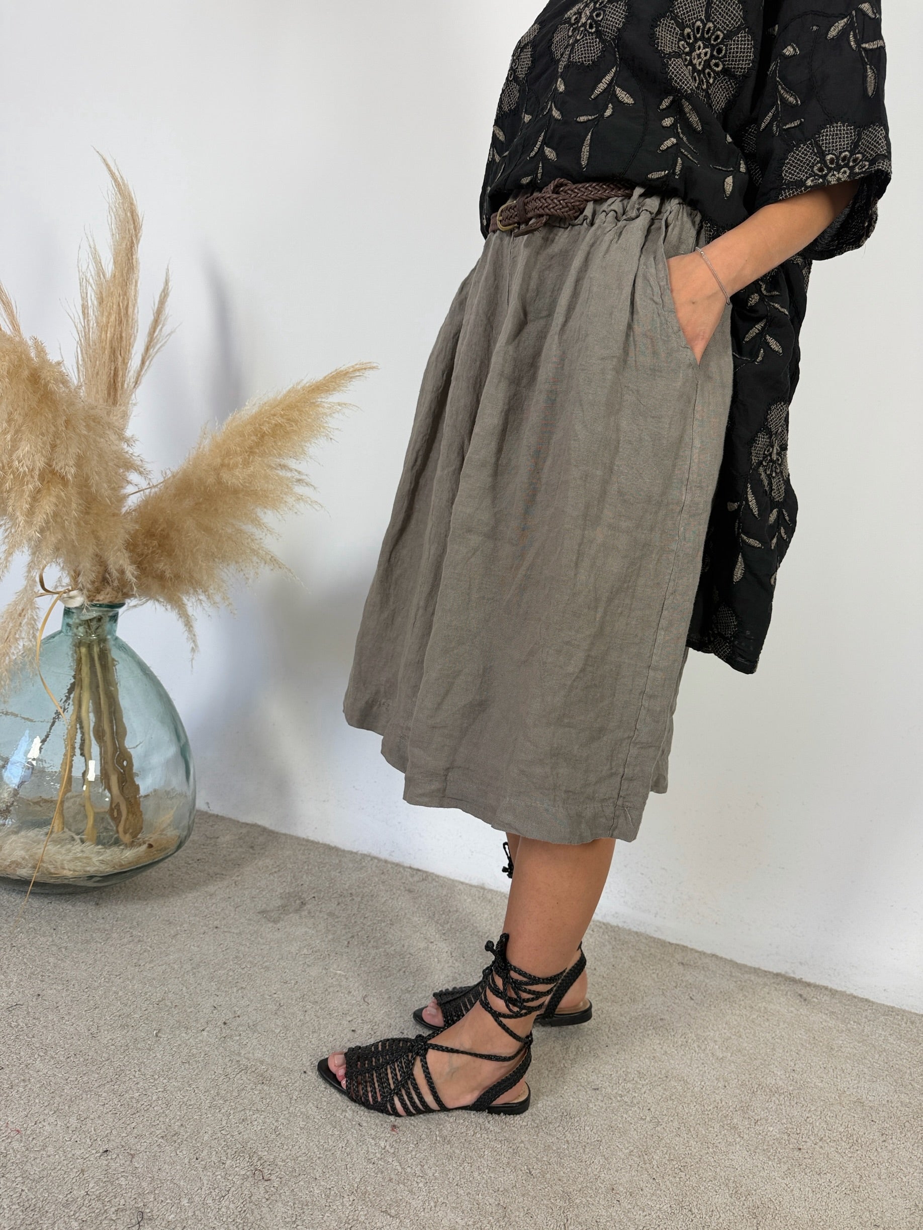 Maxi Bermuda Lino Taupe