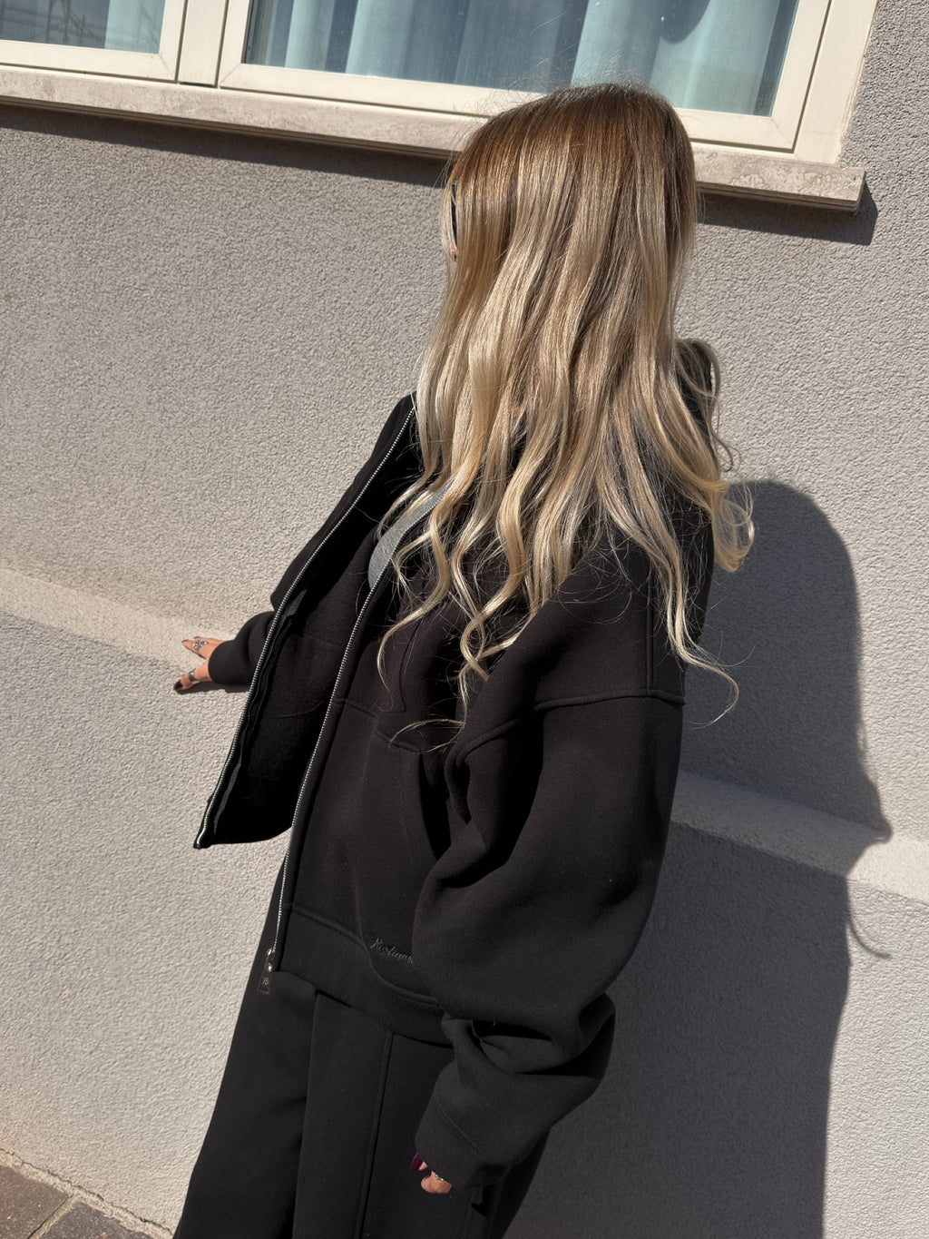 Felpa Zip Sporty Nero Kostumn1