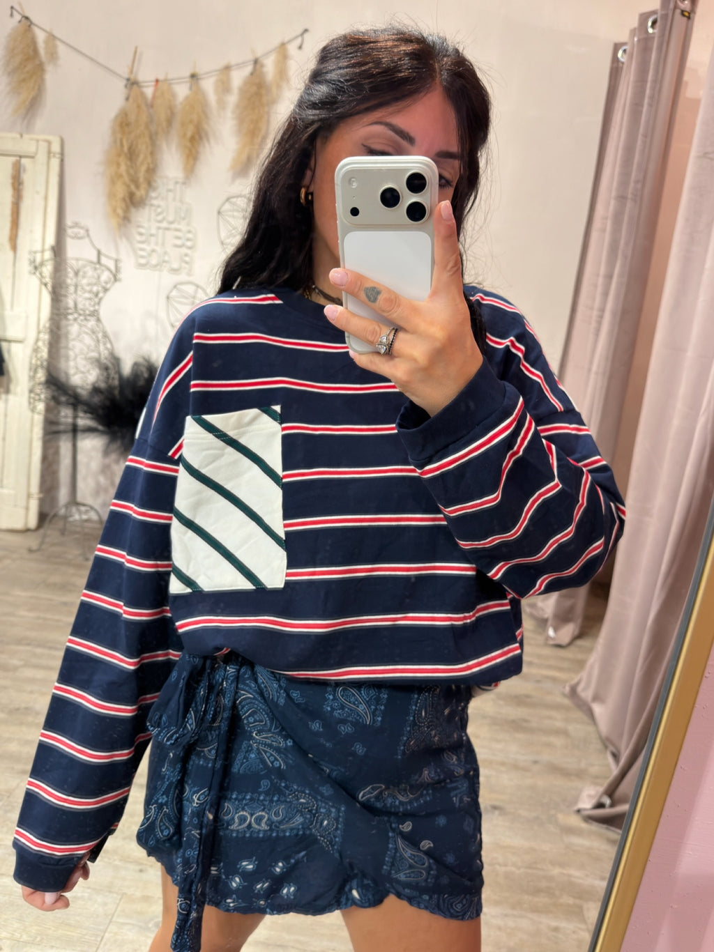 Felpa Stripes Righe Blu/Bianco