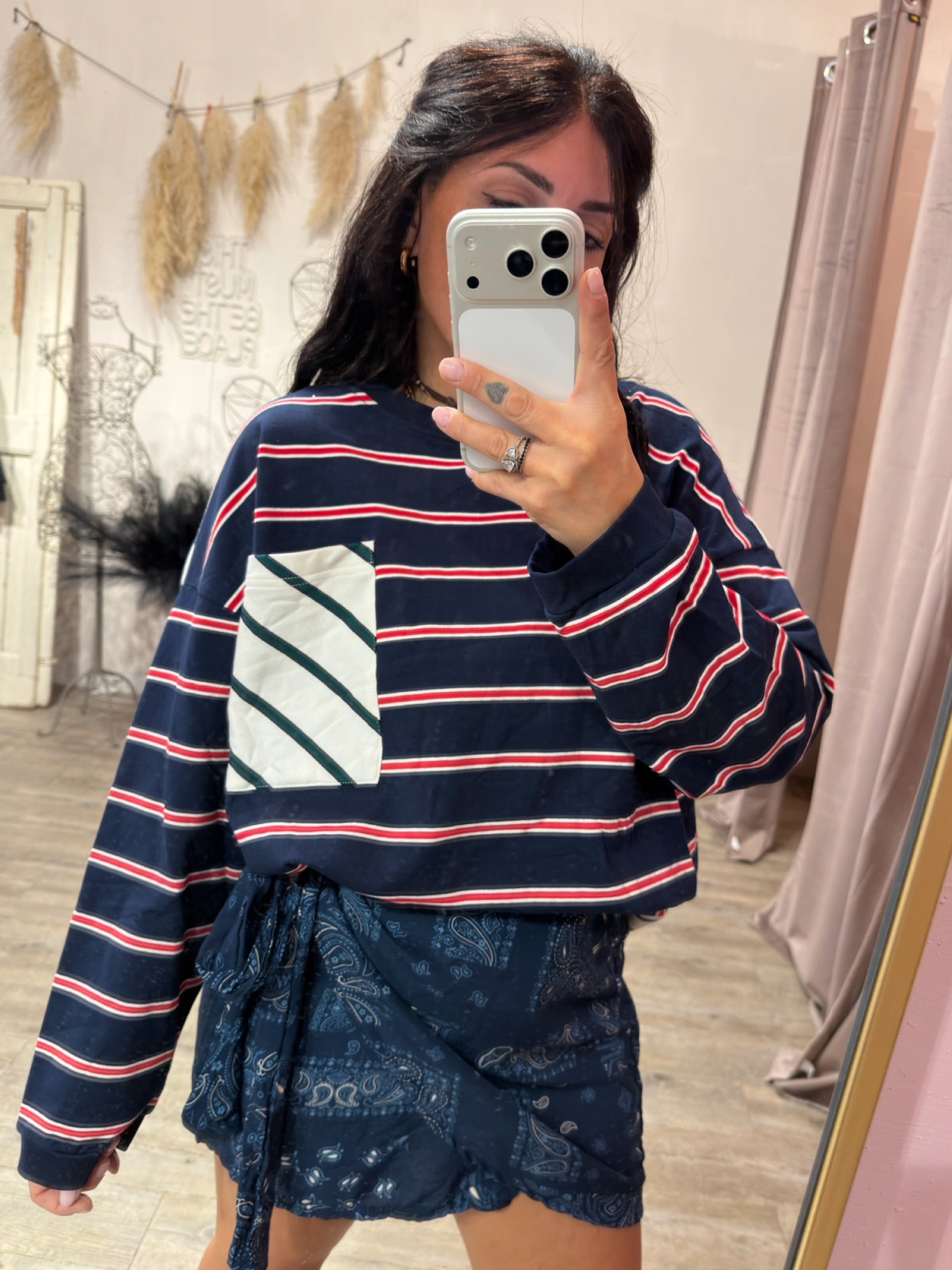 Felpa Stripes Righe Blu/Bianco