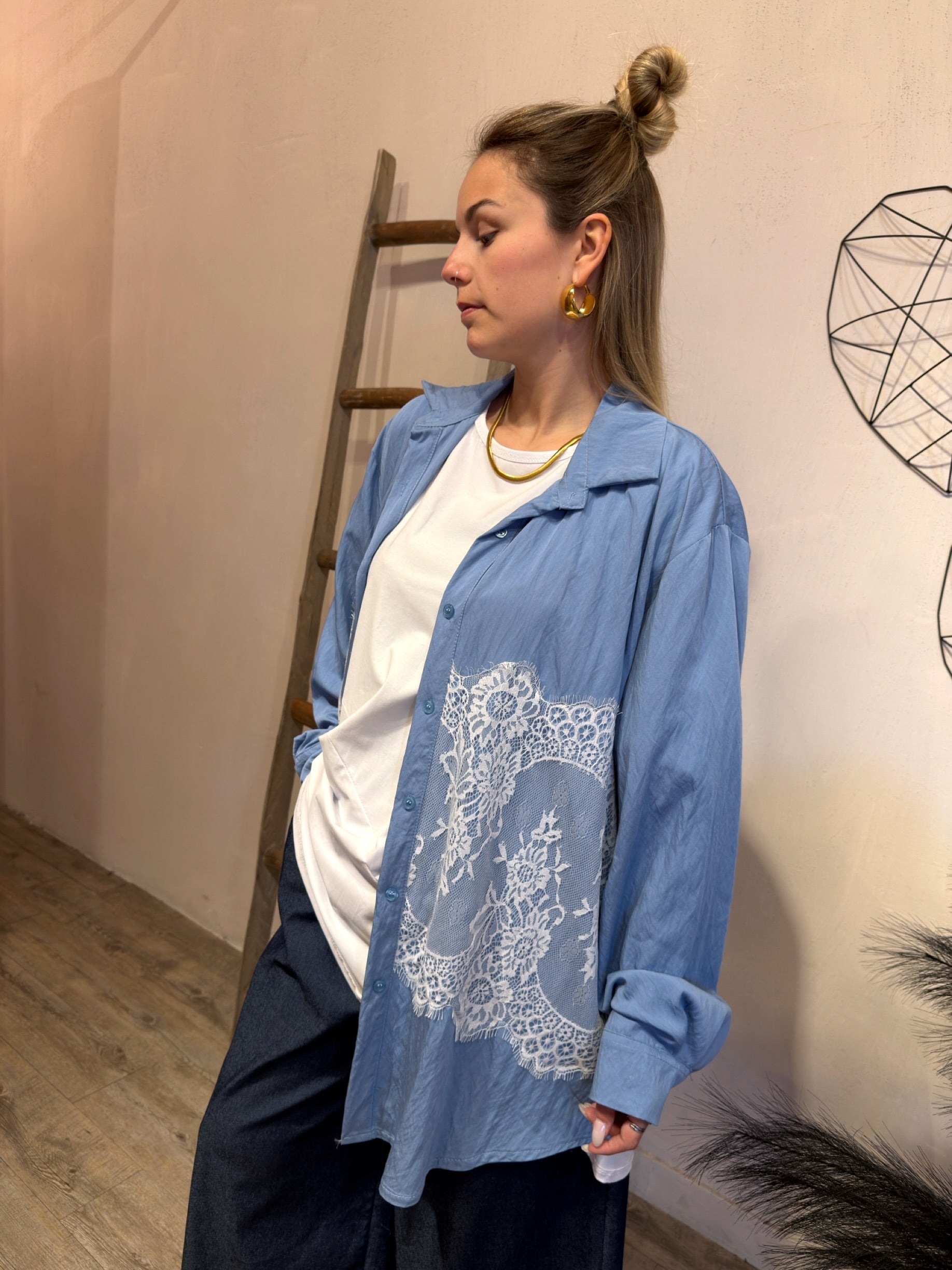 Maxi Camicia Yara Viscosa e Pizzo