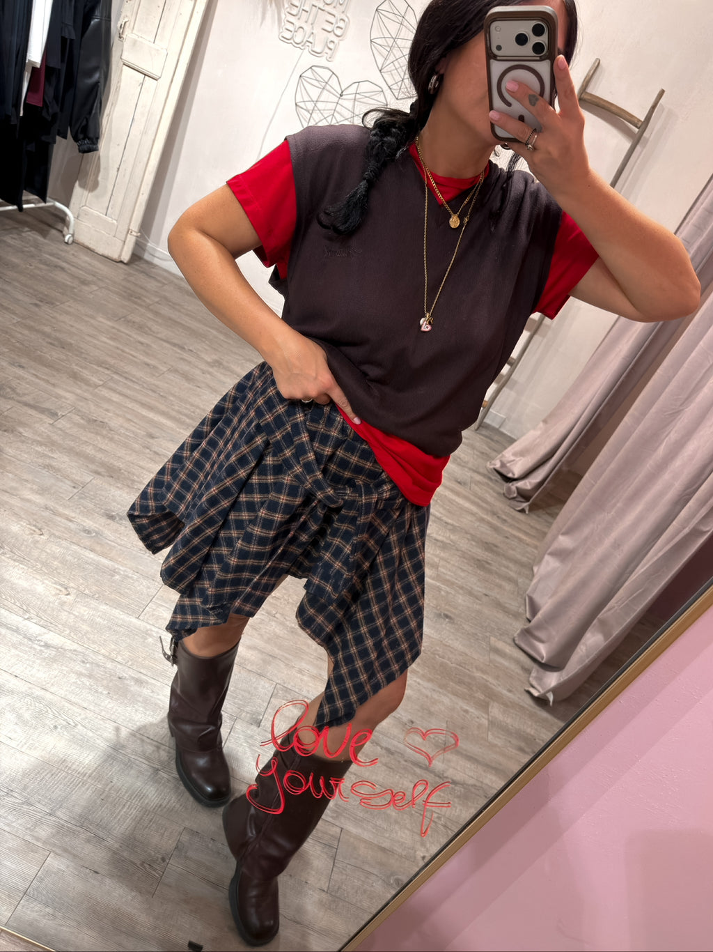 T-shirt Gilet Combinata Moro/Rosso Kostumn1