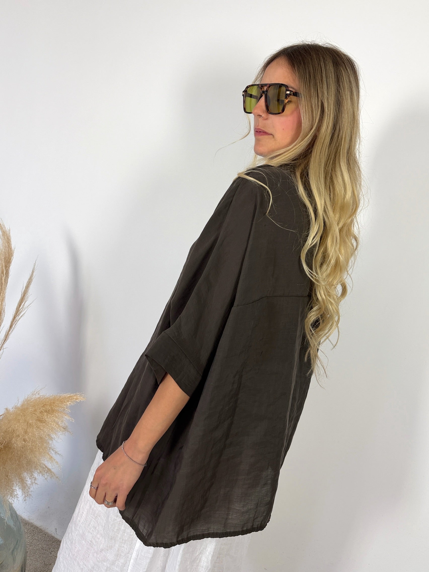 Camicia Scatola Lyocell Garza Moro