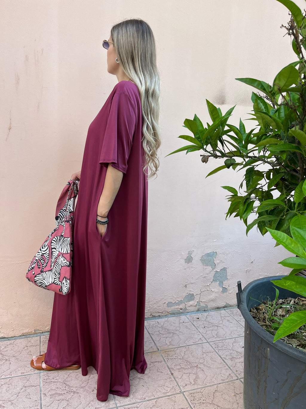 Maxi Abito Mary Manica Corta Fluido +colori