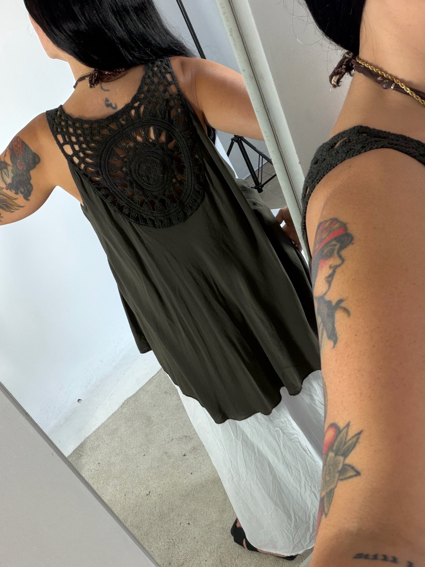 Maxi Canotta Viscosa Crochet Moro