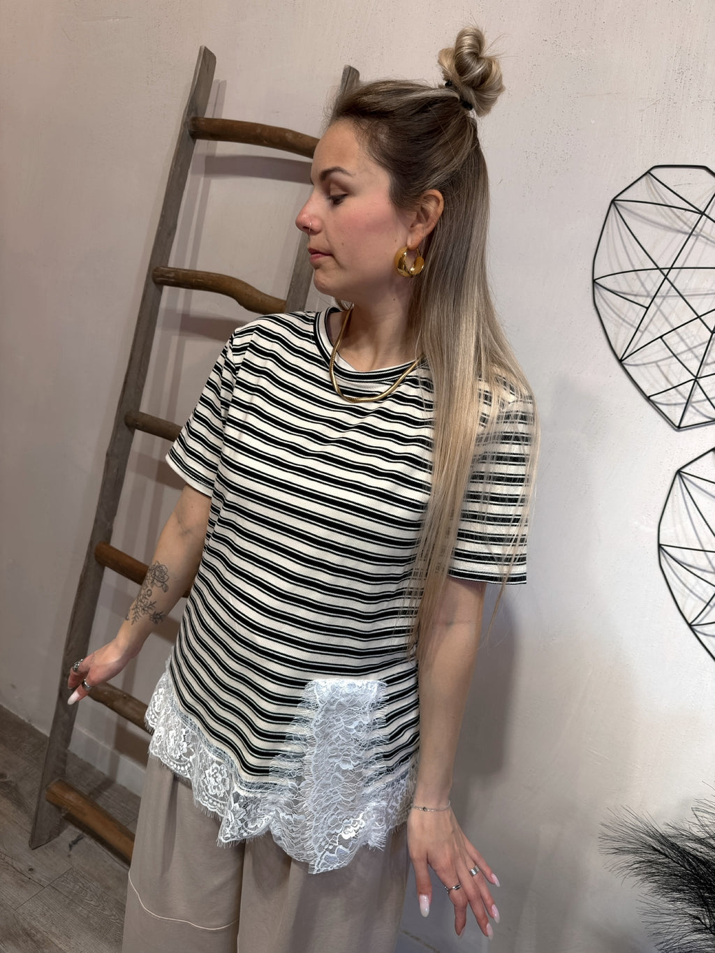 T-shirt Riga Inserto Pizzo
