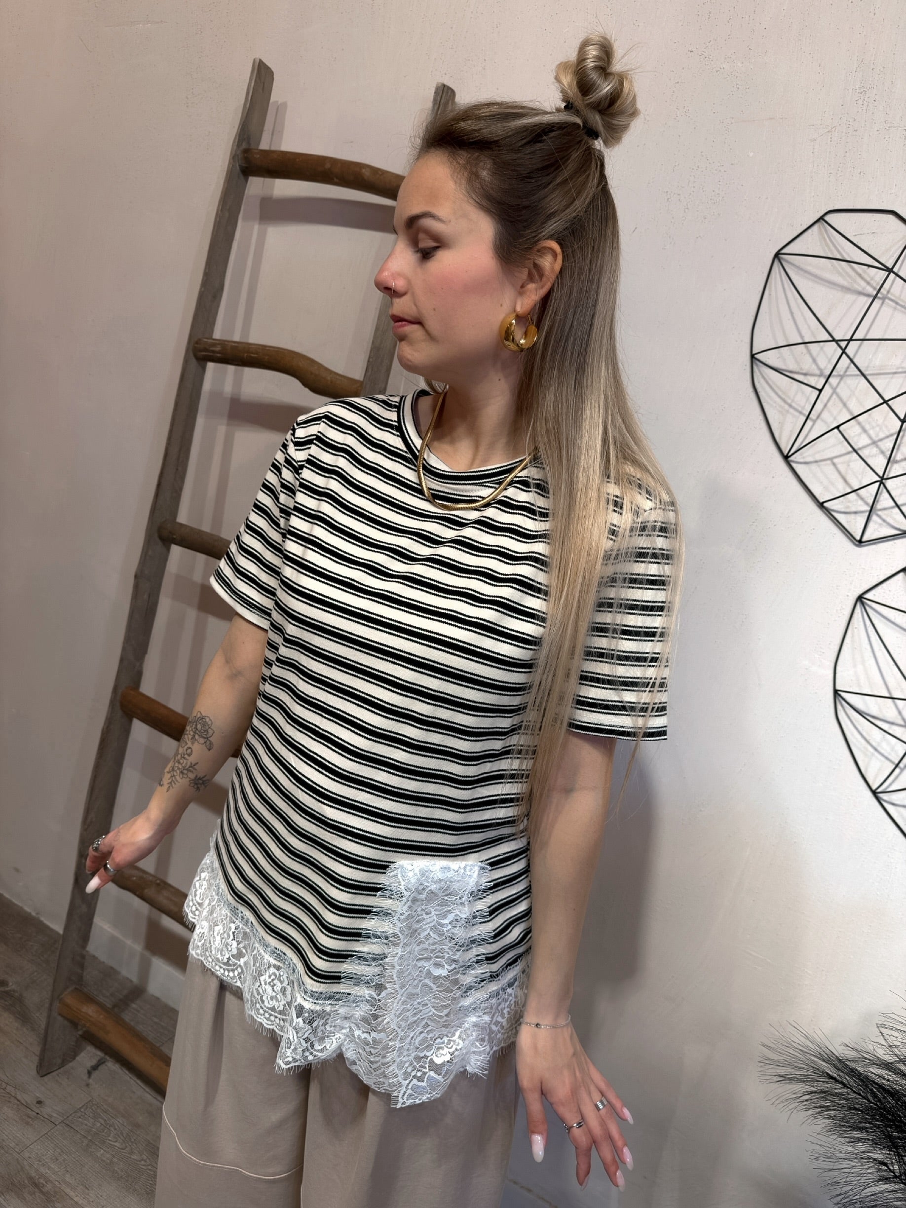 T-shirt Riga Inserto Pizzo