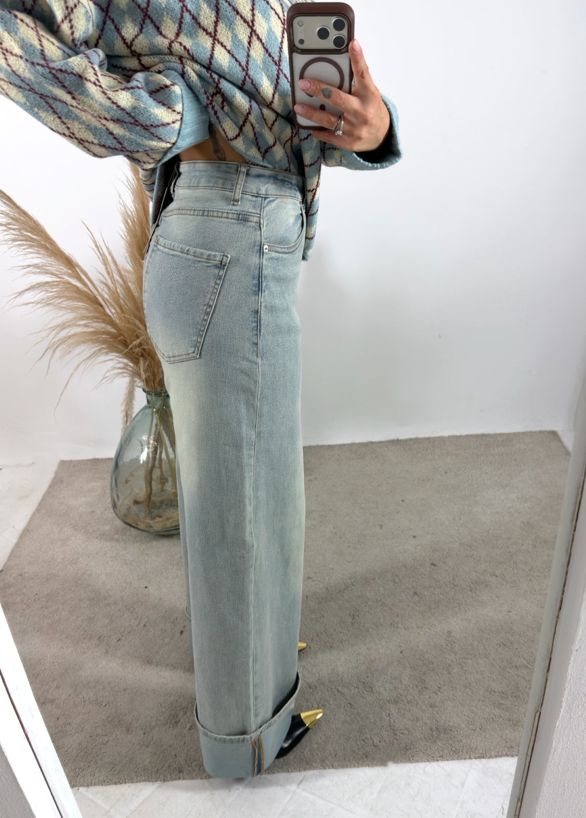 Jeans Palazzo Risvolto Stretch Sabbiato 24Colours