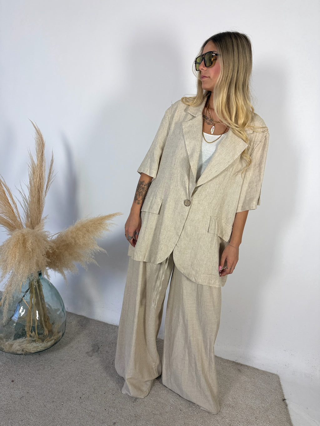 Giacca Manica Corta Linen +colori
