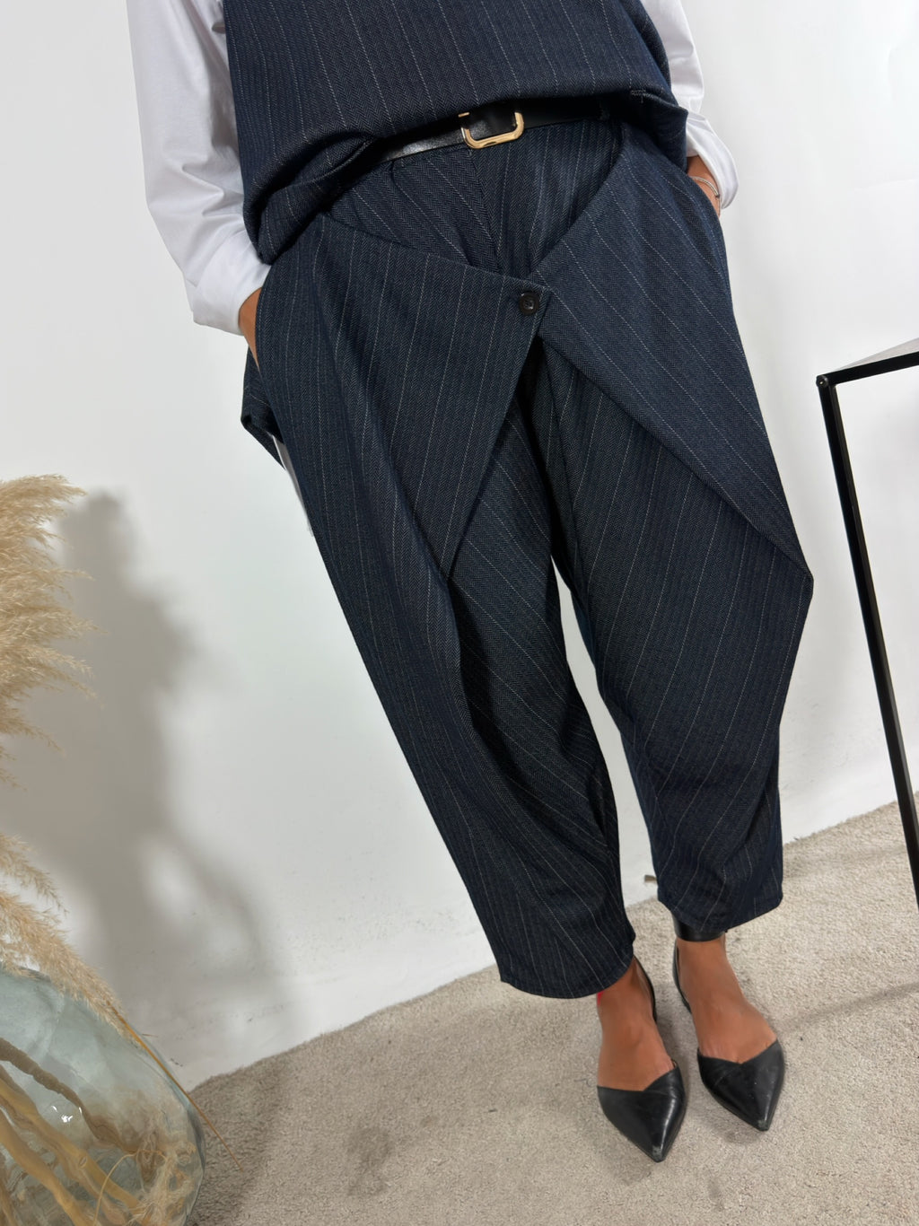 Pantalone Turca Denim Gessato Blu  Notte
