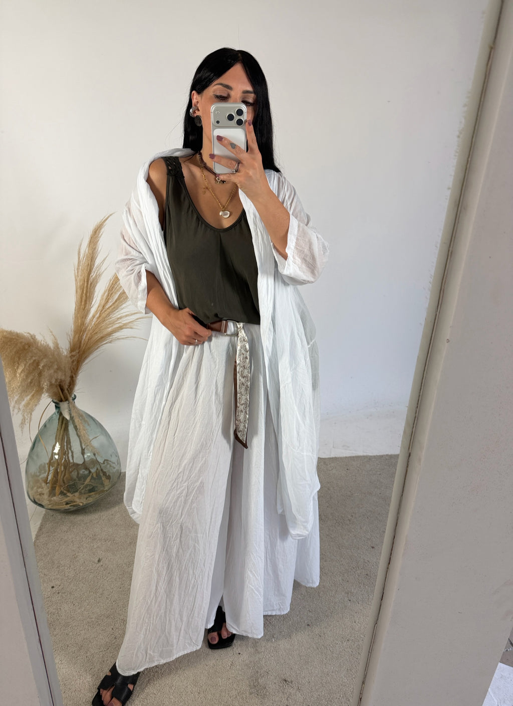 Maxi Cardigan Kimono Mussola Bianco