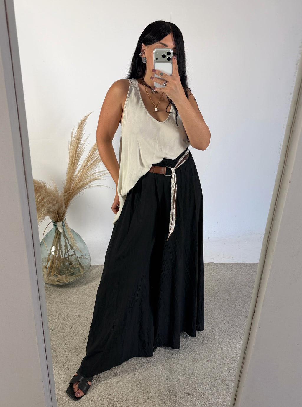 Maxi Canotta Viscosa Crochet Corda
